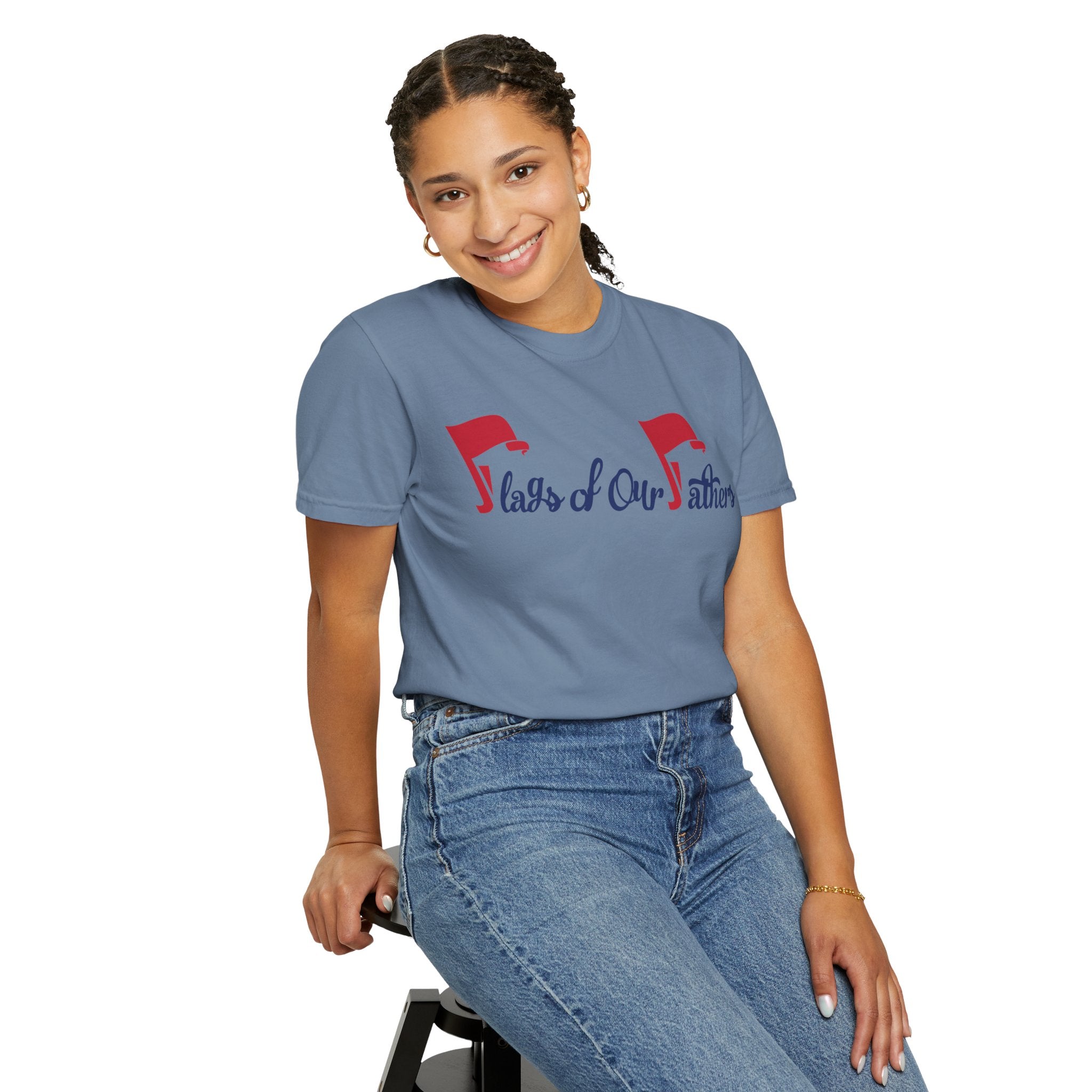 Flags of Our Father Graphic T-shirt - Blue Red