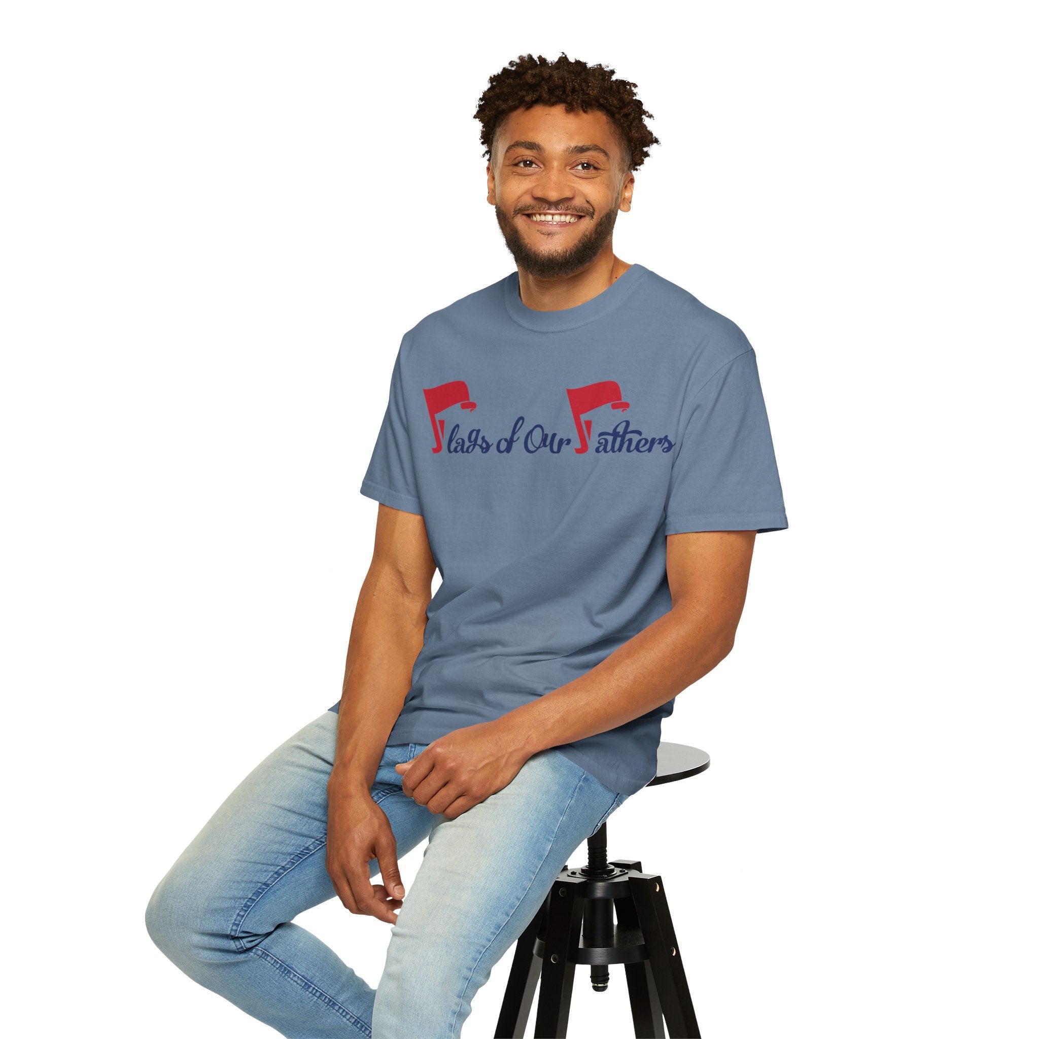 Flags of Our Father Graphic T-shirt - Blue Red