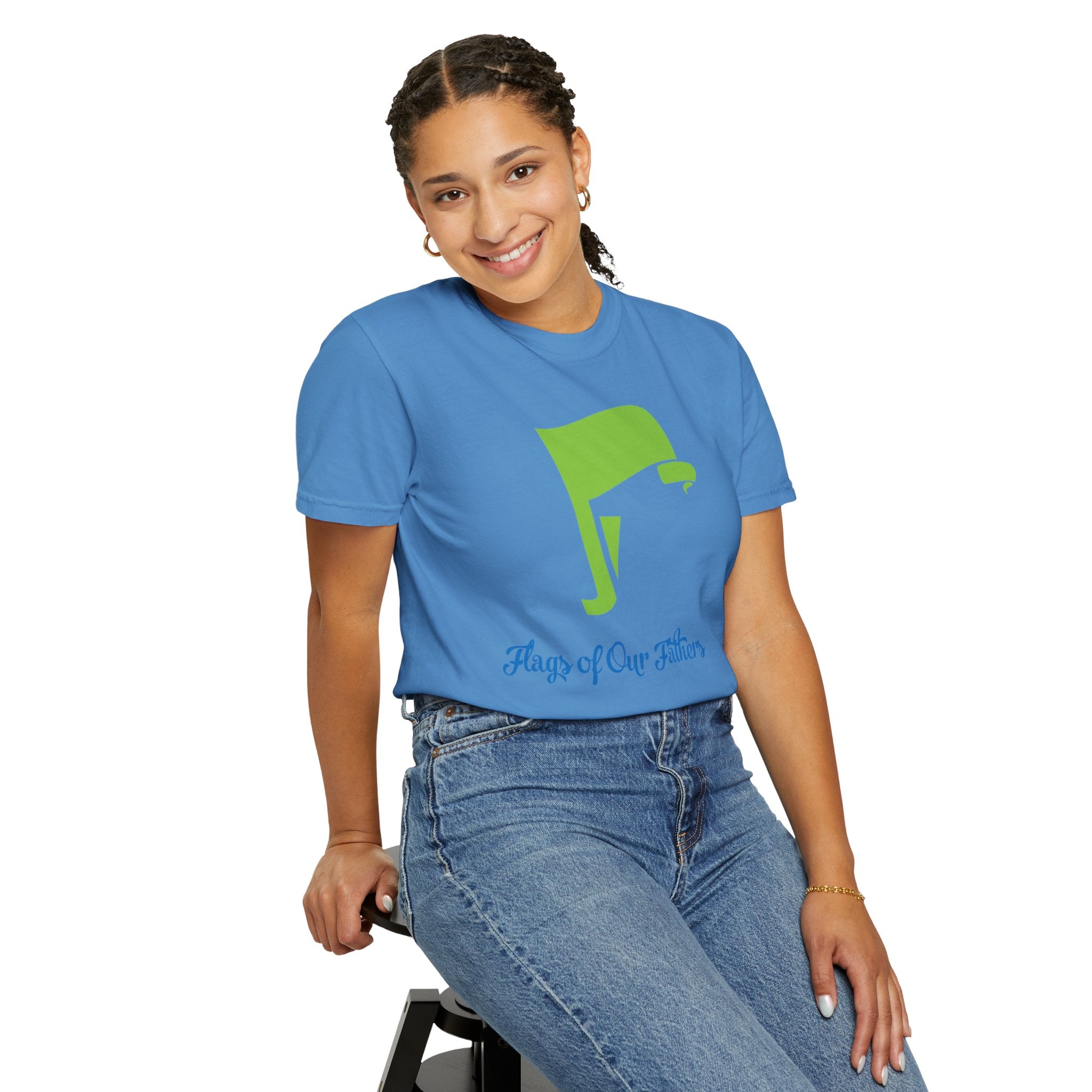 Flags of Our Father Graphic Tee - Blue Green