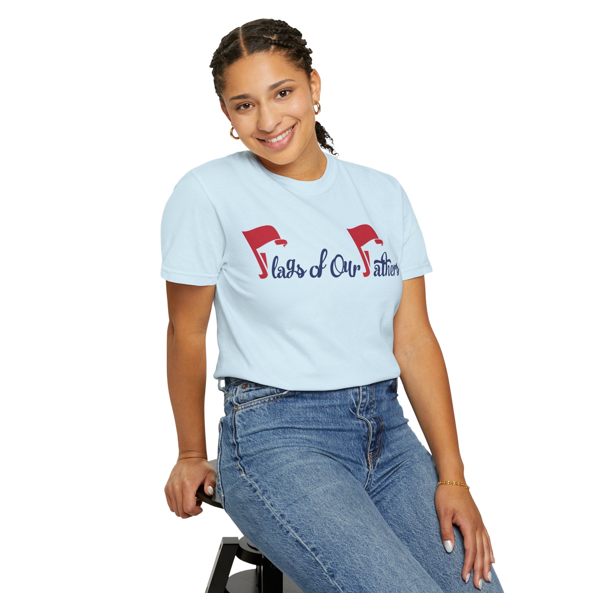 Flags of Our Father Graphic T-shirt - Blue Red