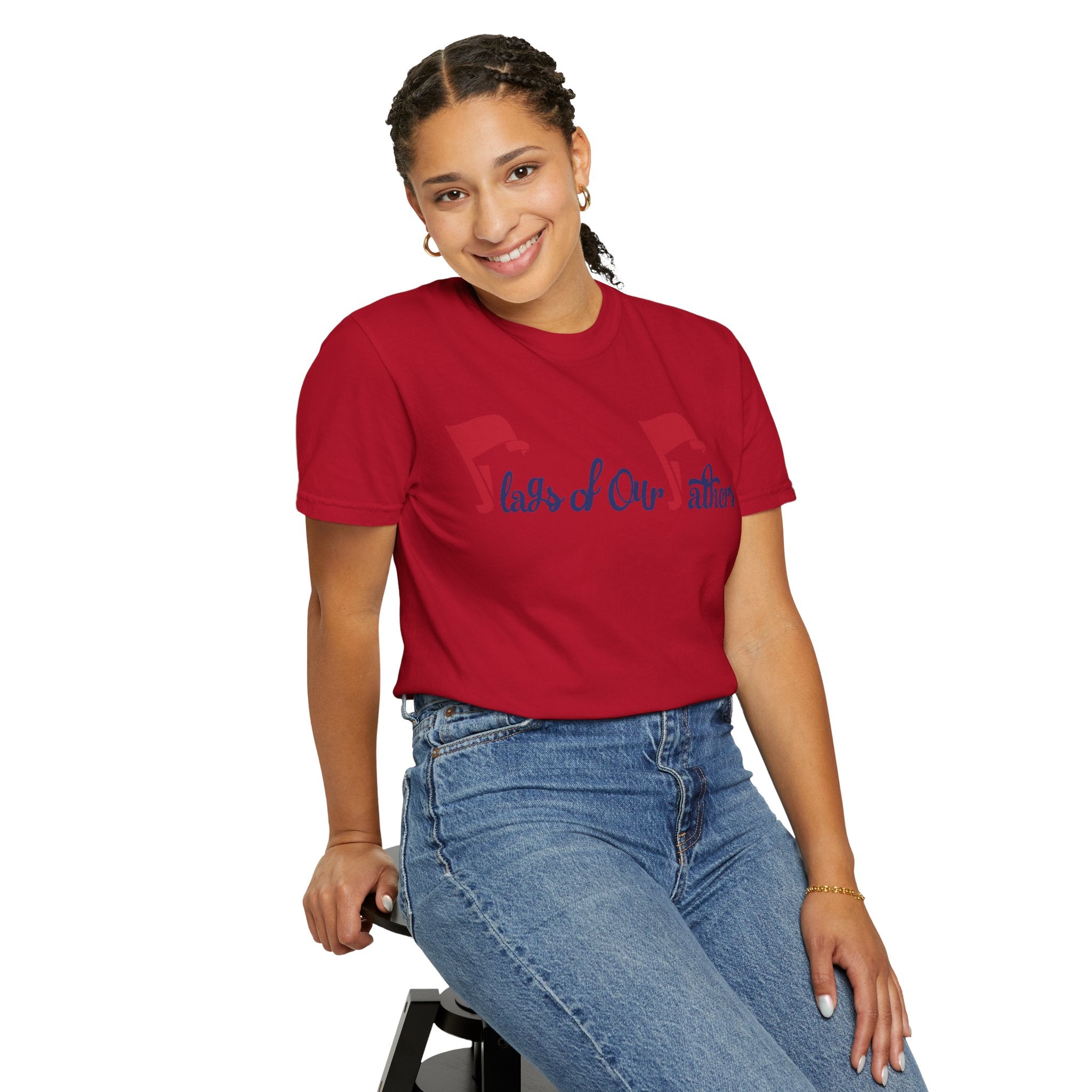 Flags of Our Father Graphic T-shirt - Blue Red