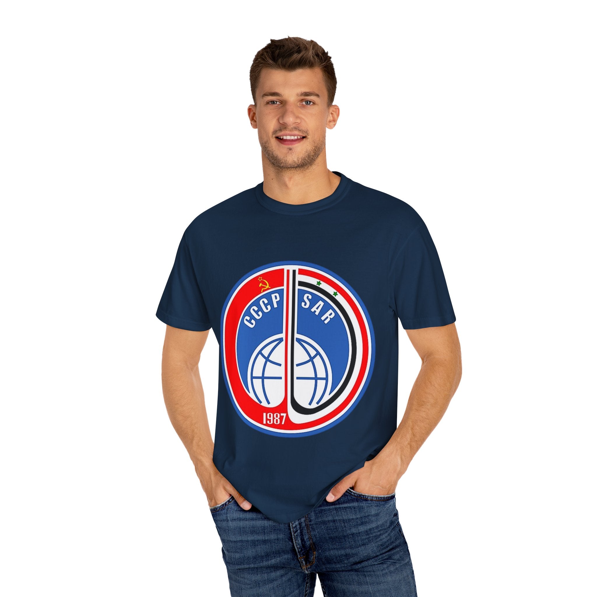 Vintage InterCosmos Patch Unisex T-shirt - 1970s USSR and Syrian Arab Republic