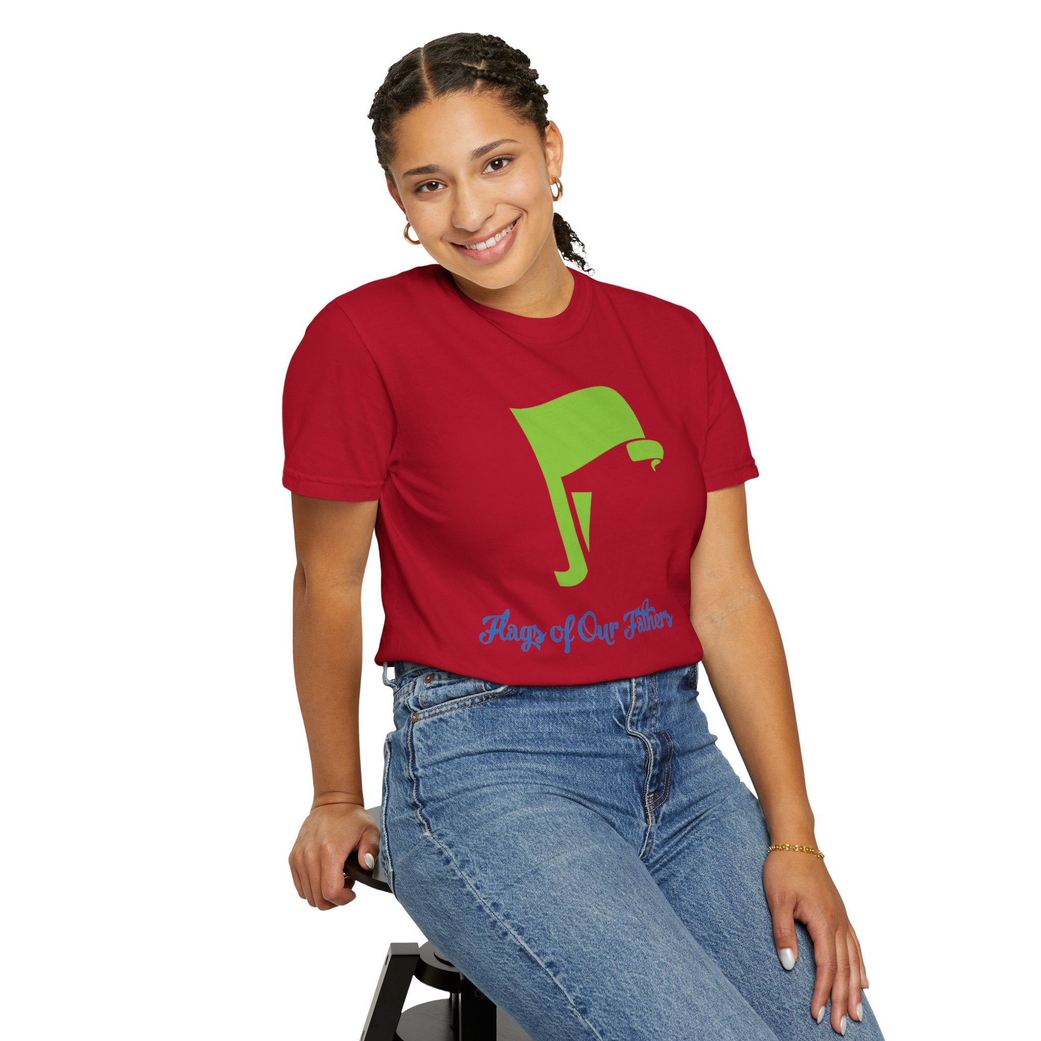 Flags of Our Father Graphic Tee - Blue Green
