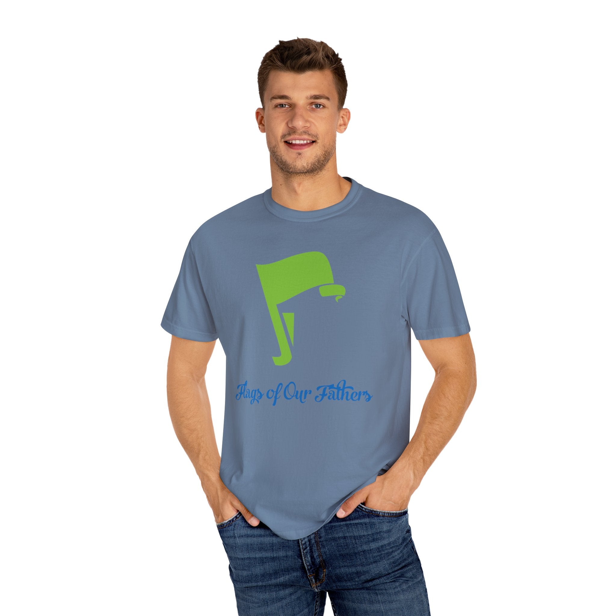 Flags of Our Father Graphic Tee - Blue Green