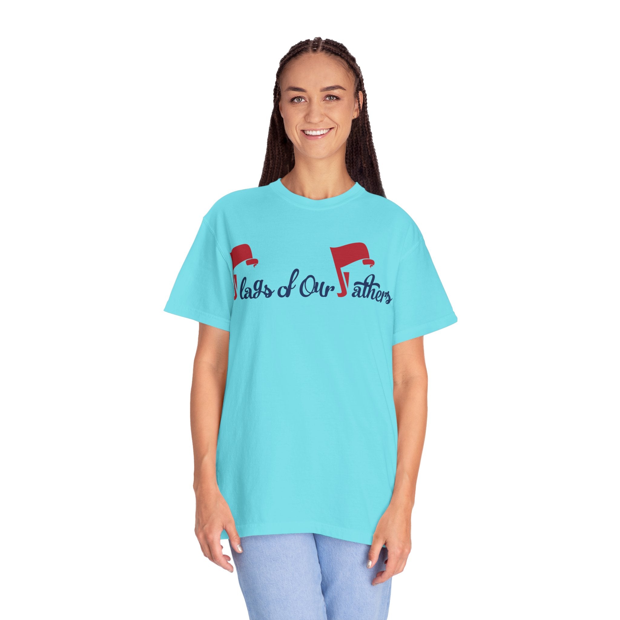 Flags of Our Father Graphic T-shirt - Blue Red