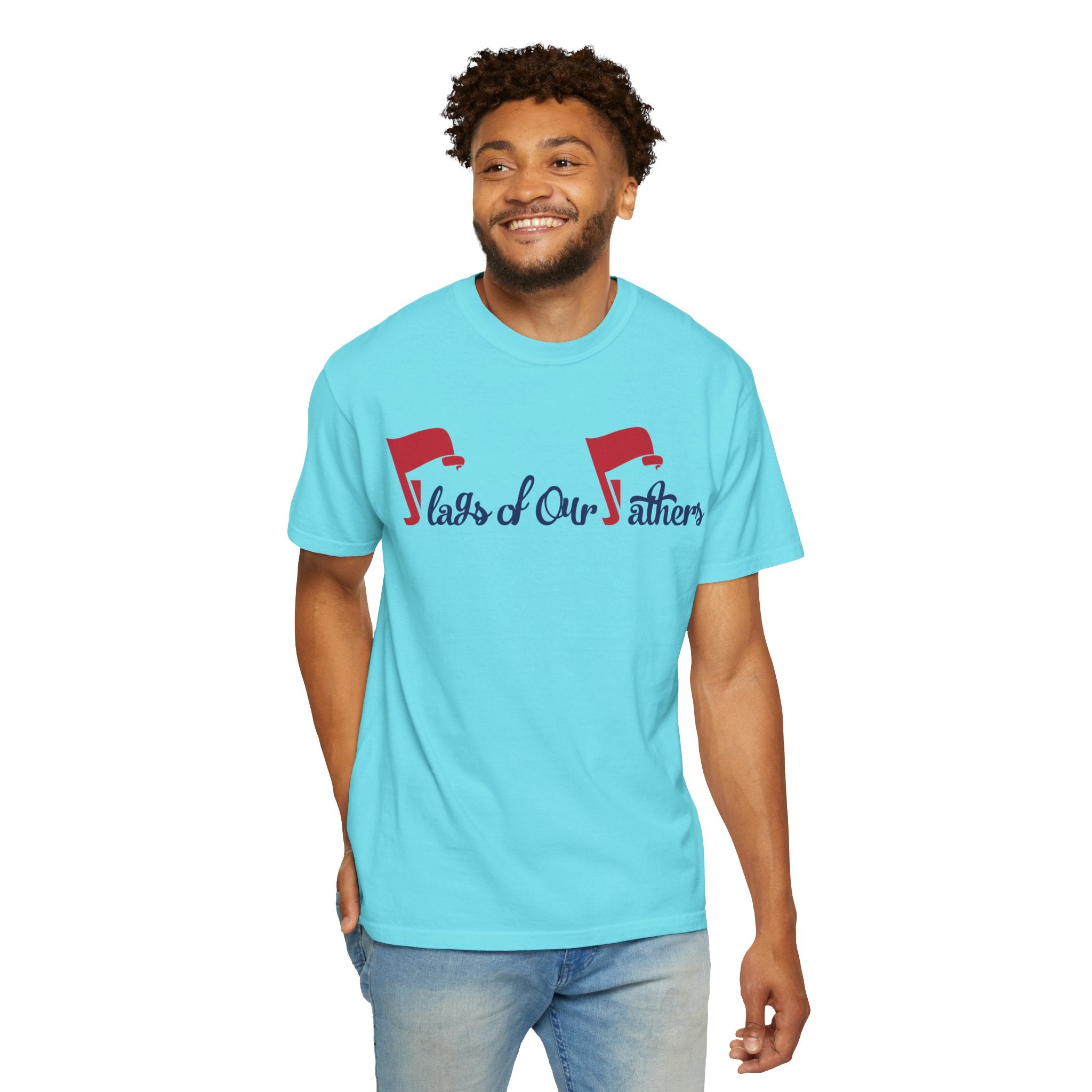 Flags of Our Father Graphic T-shirt - Blue Red