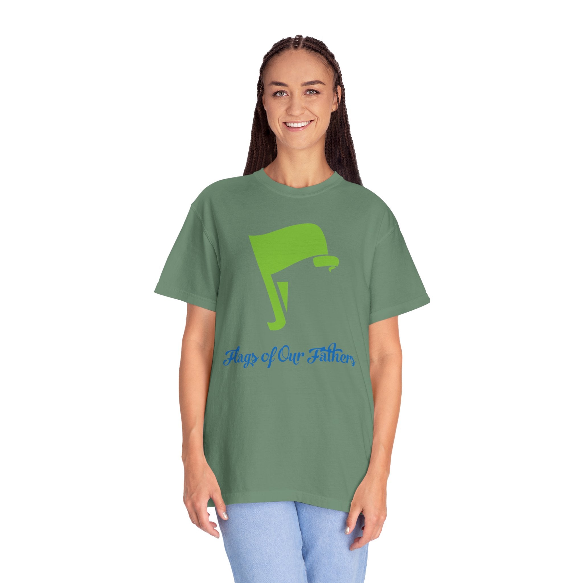 Flags of Our Father Graphic Tee - Blue Green