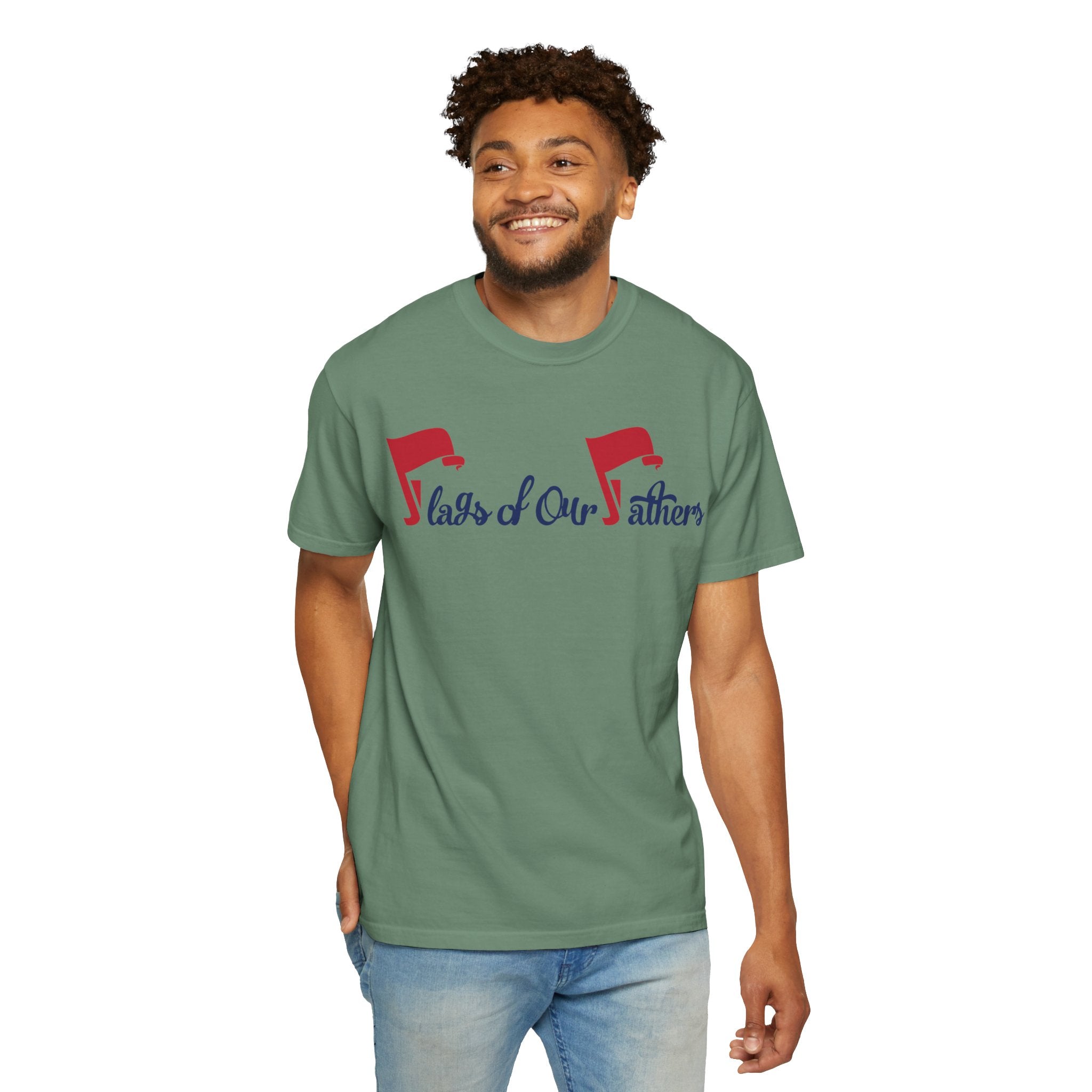 Flags of Our Father Graphic T-shirt - Blue Red