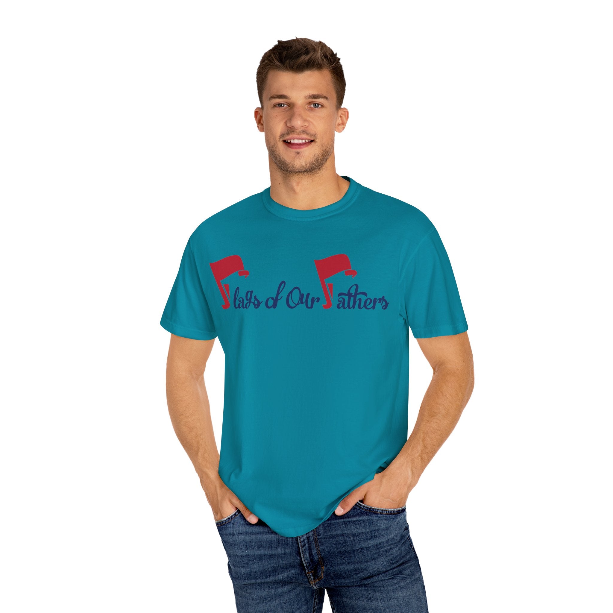 Flags of Our Father Graphic T-shirt - Blue Red