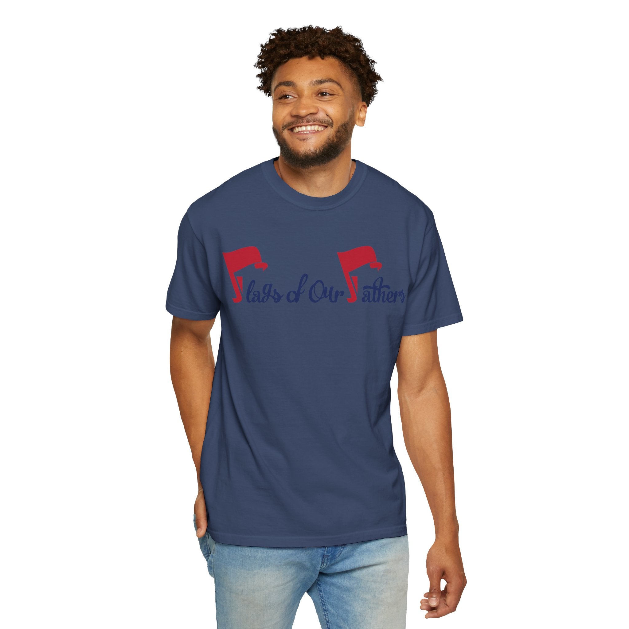 Flags of Our Father Graphic T-shirt - Blue Red