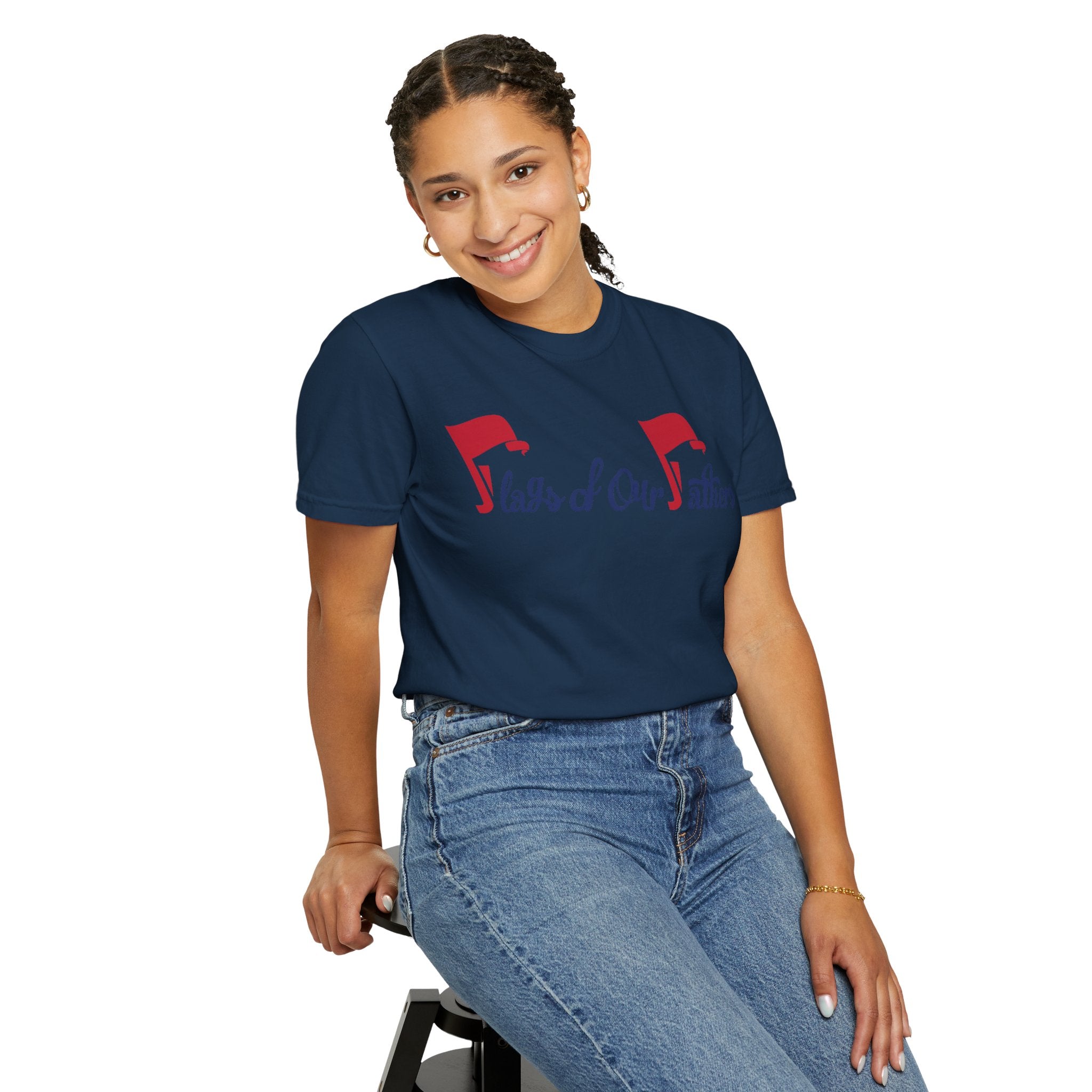 Flags of Our Father Graphic T-shirt - Blue Red