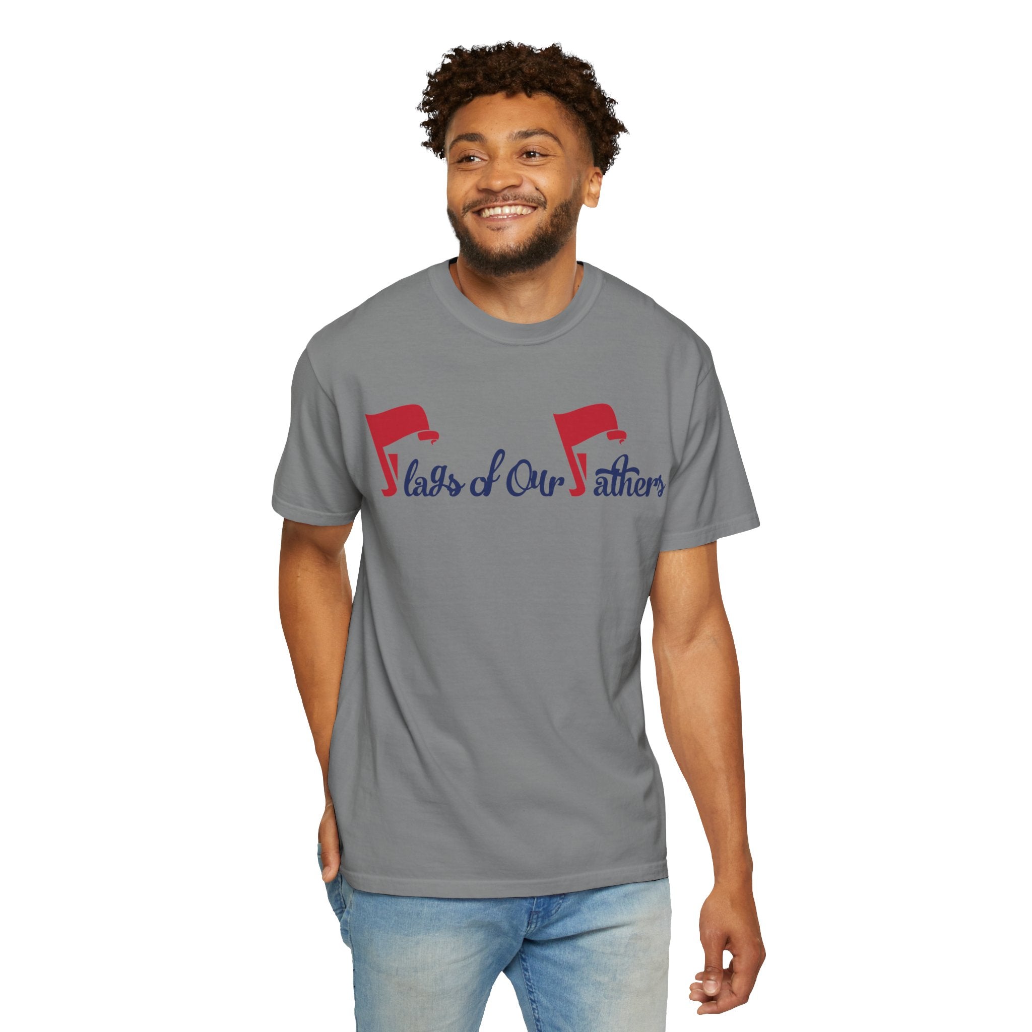 Flags of Our Father Graphic T-shirt - Blue Red