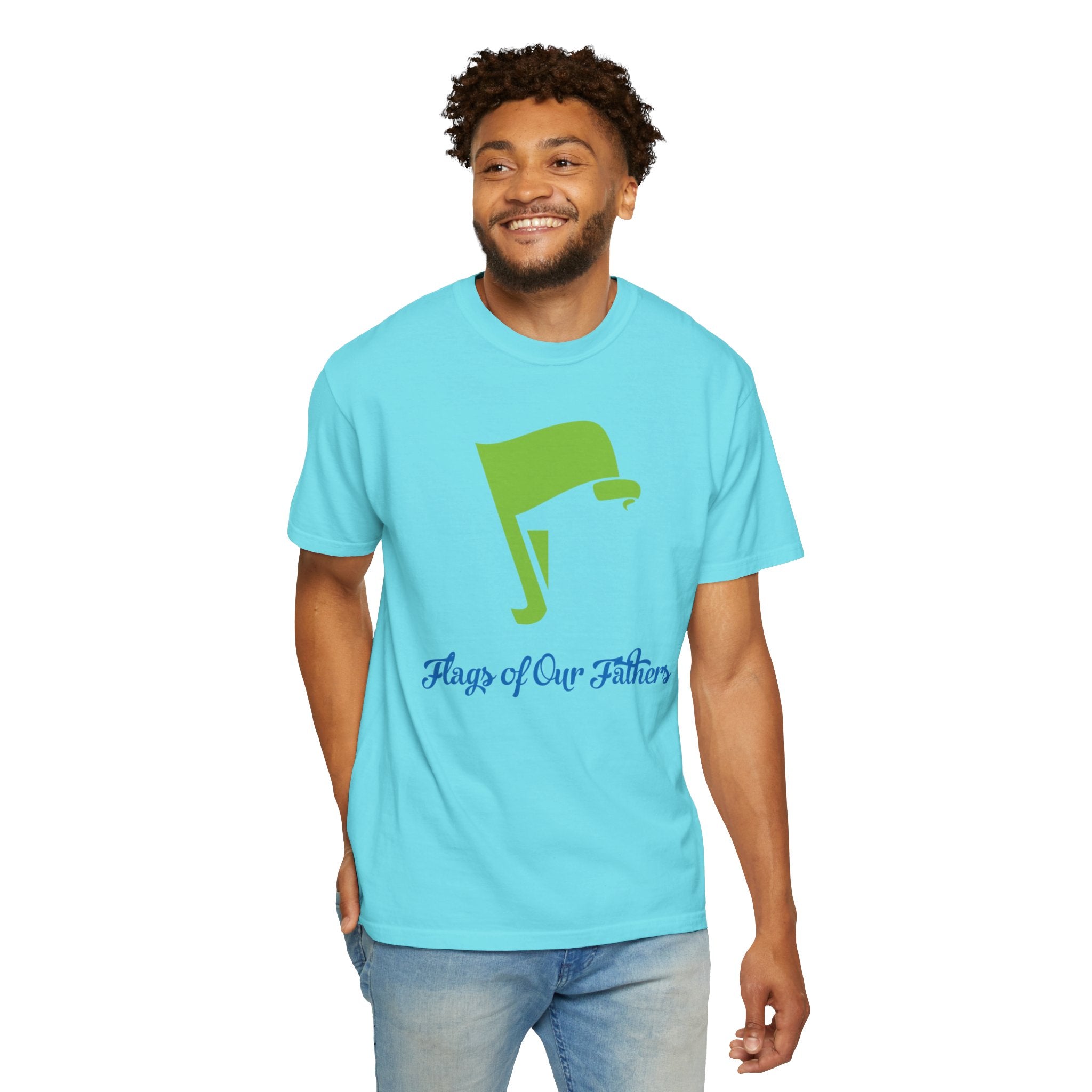 Flags of Our Father Graphic Tee - Blue Green