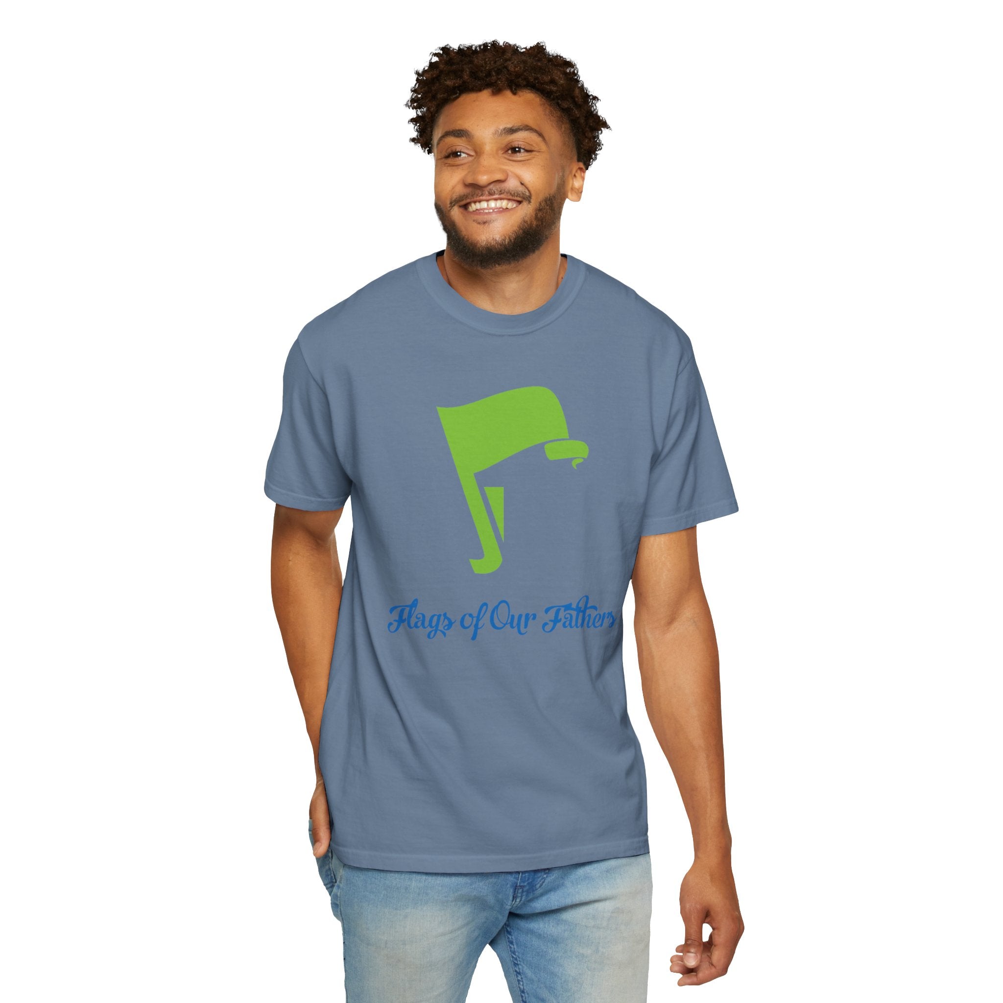 Flags of Our Father Graphic Tee - Blue Green