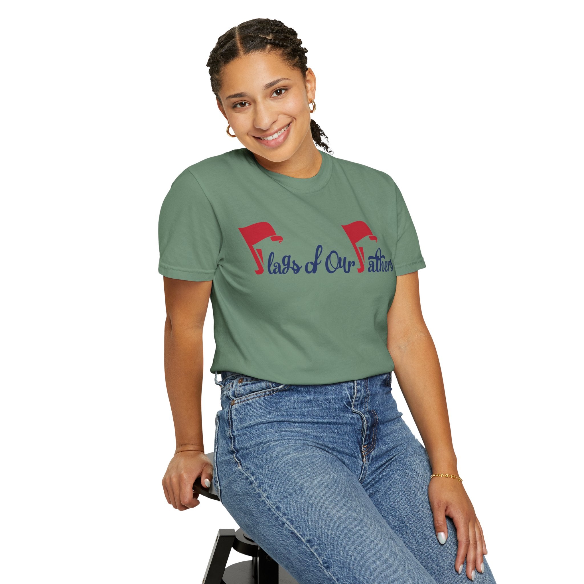 Flags of Our Father Graphic T-shirt - Blue Red