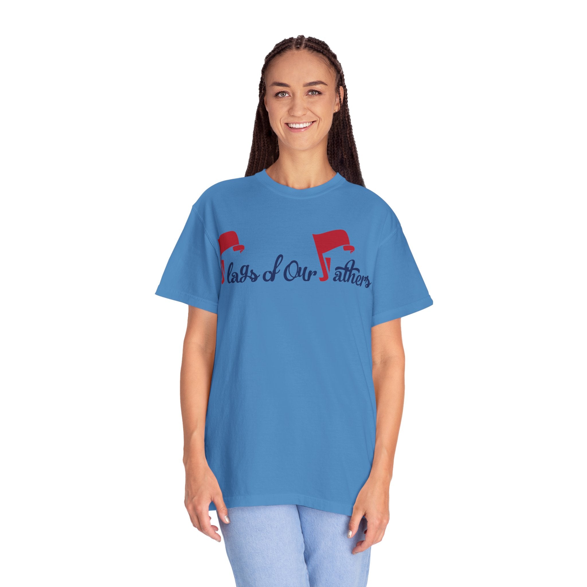 Flags of Our Father Graphic T-shirt - Blue Red