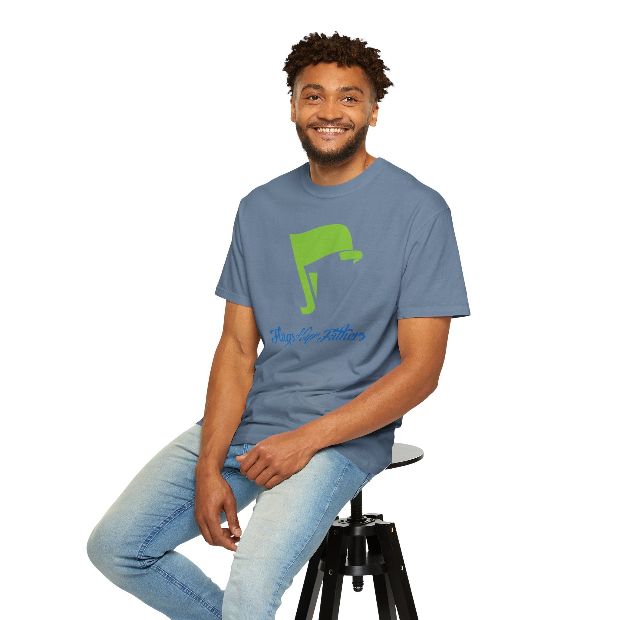 Flags of Our Father Graphic Tee - Blue Green