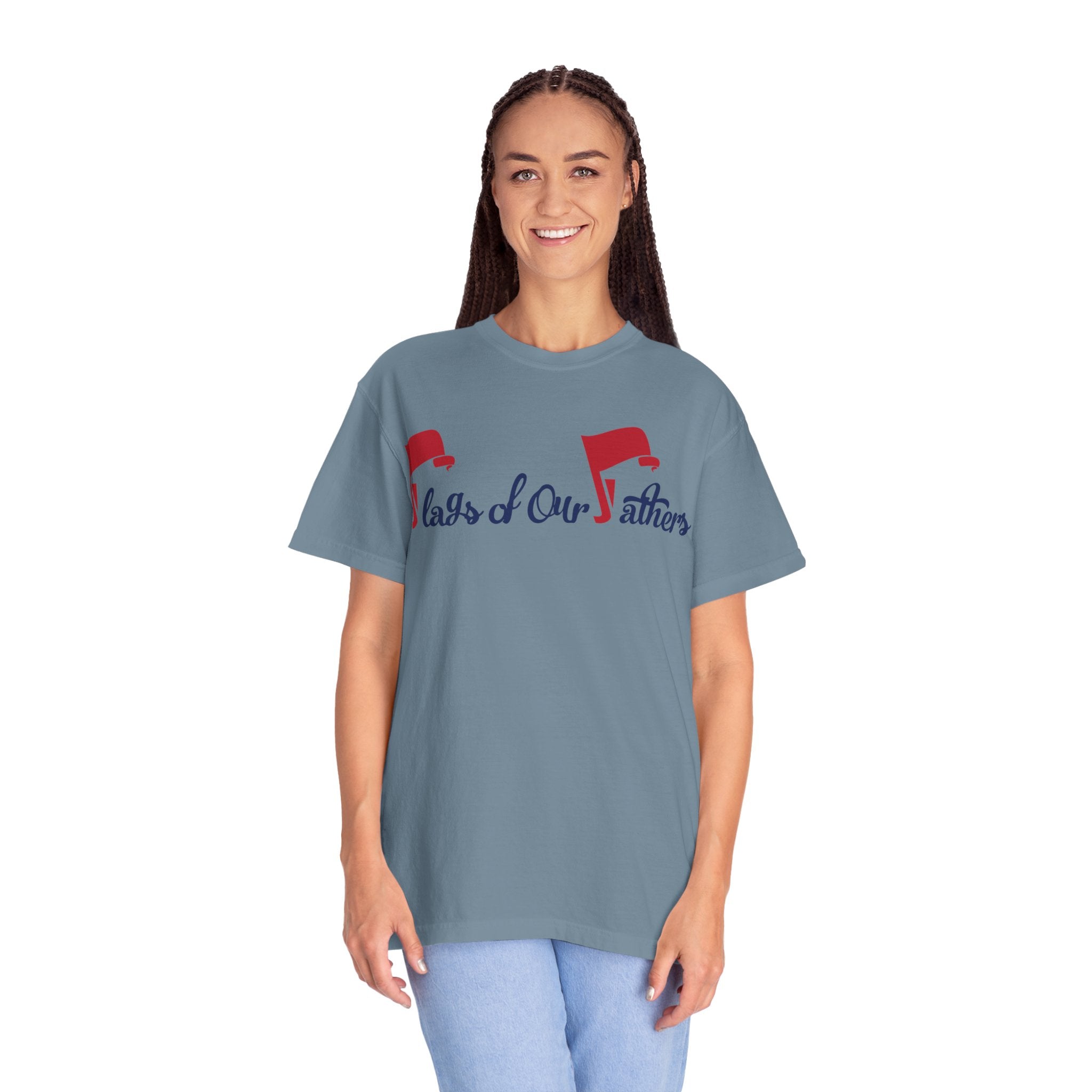 Flags of Our Father Graphic T-shirt - Blue Red