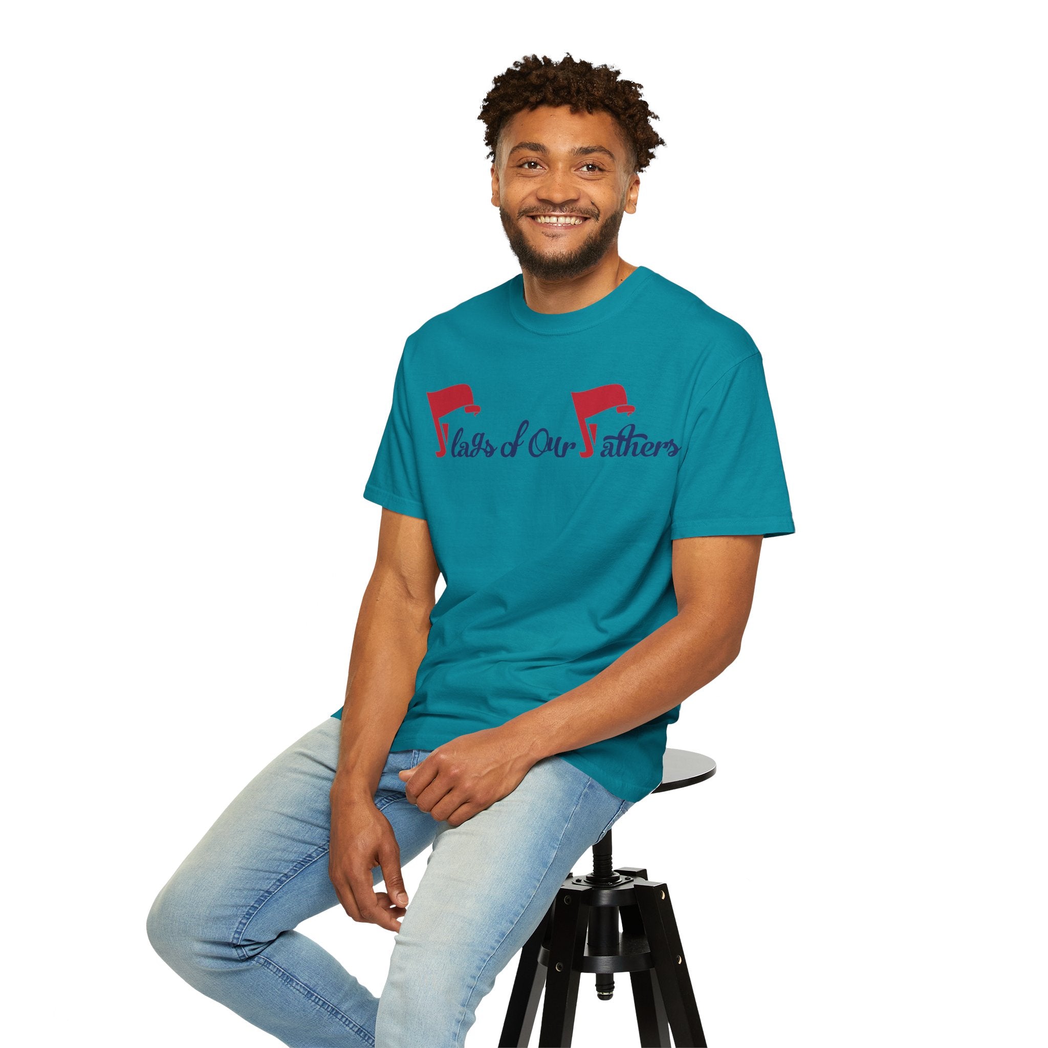 Flags of Our Father Graphic T-shirt - Blue Red
