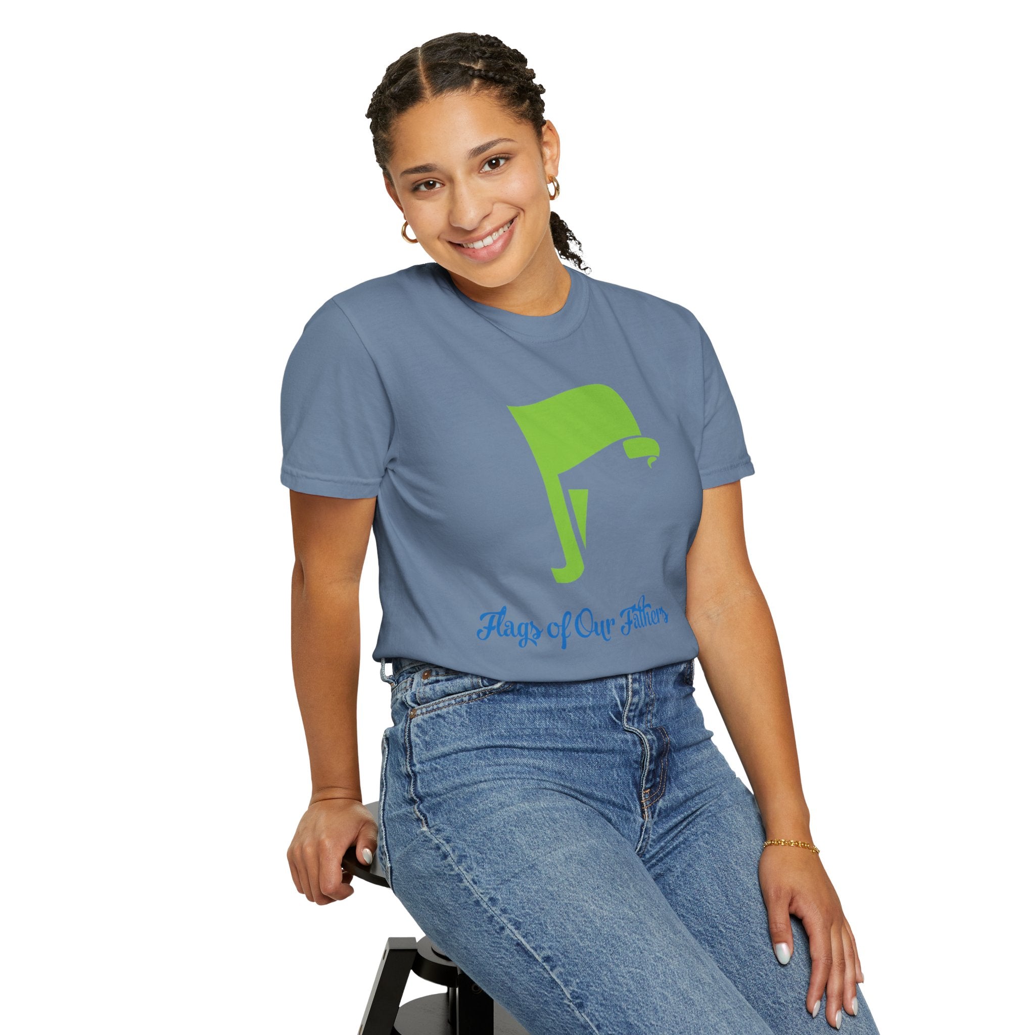 Flags of Our Father Graphic Tee - Blue Green