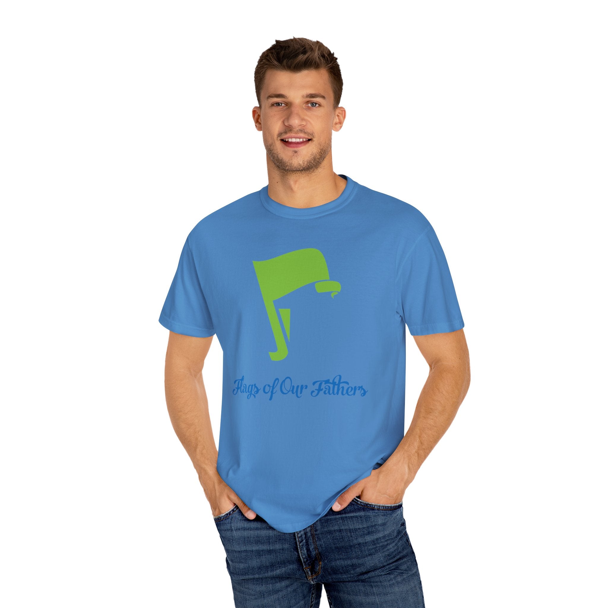 Flags of Our Father Graphic Tee - Blue Green