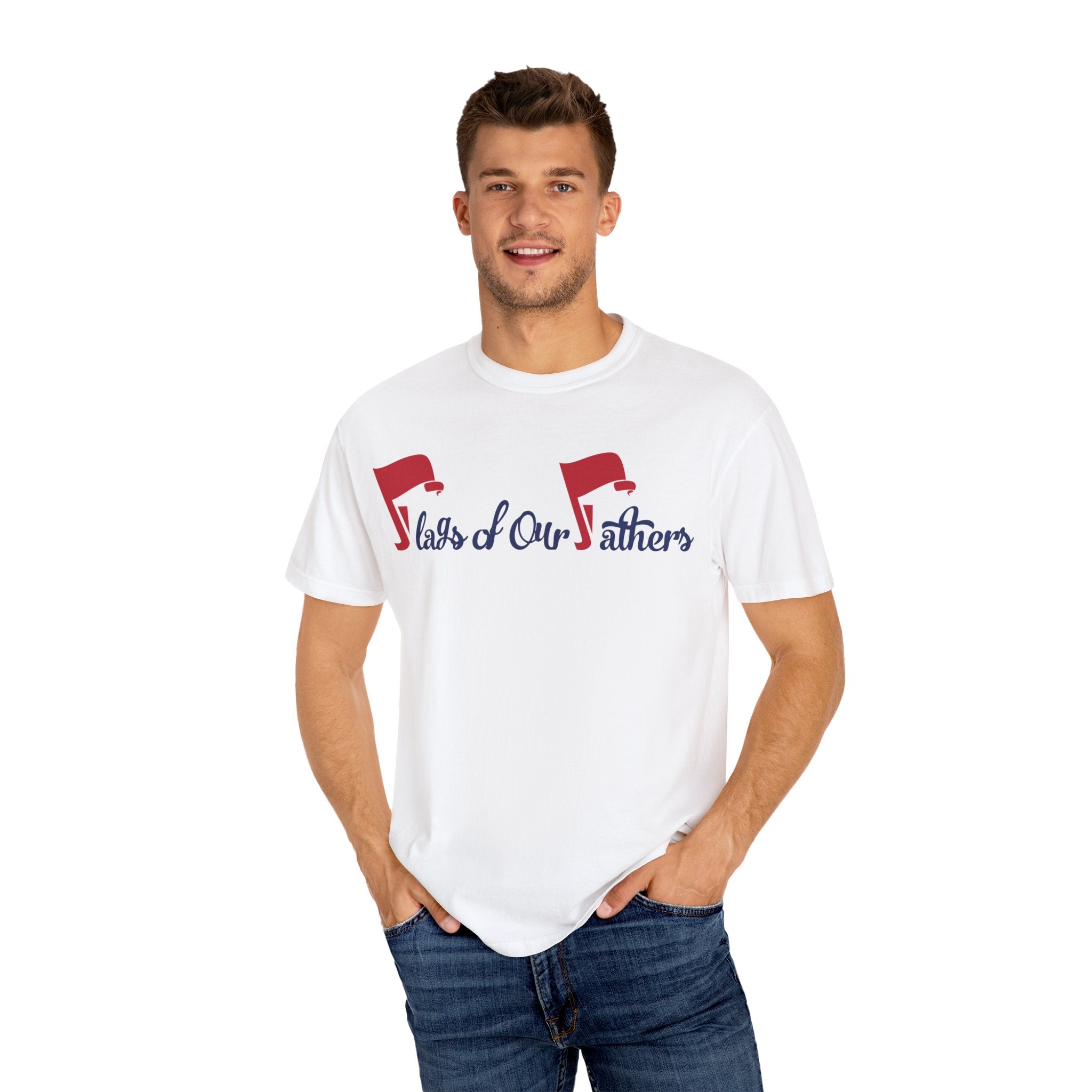 Flags of Our Father Graphic T-shirt - Blue Red