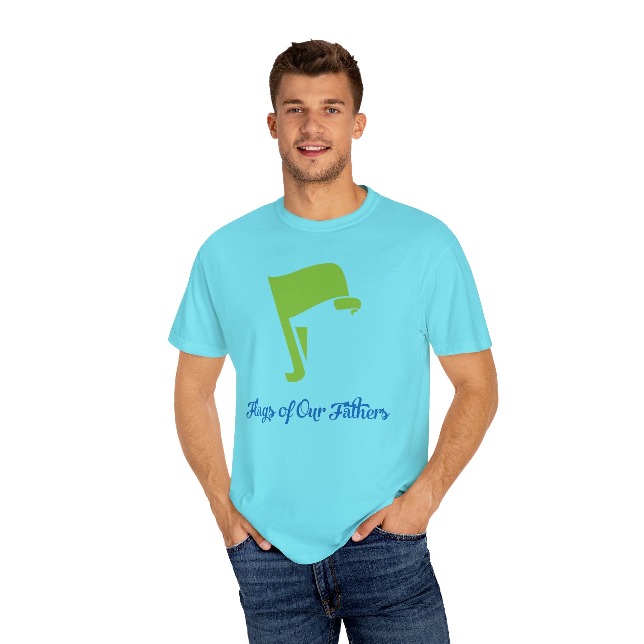 Flags of Our Father Graphic Tee - Blue Green