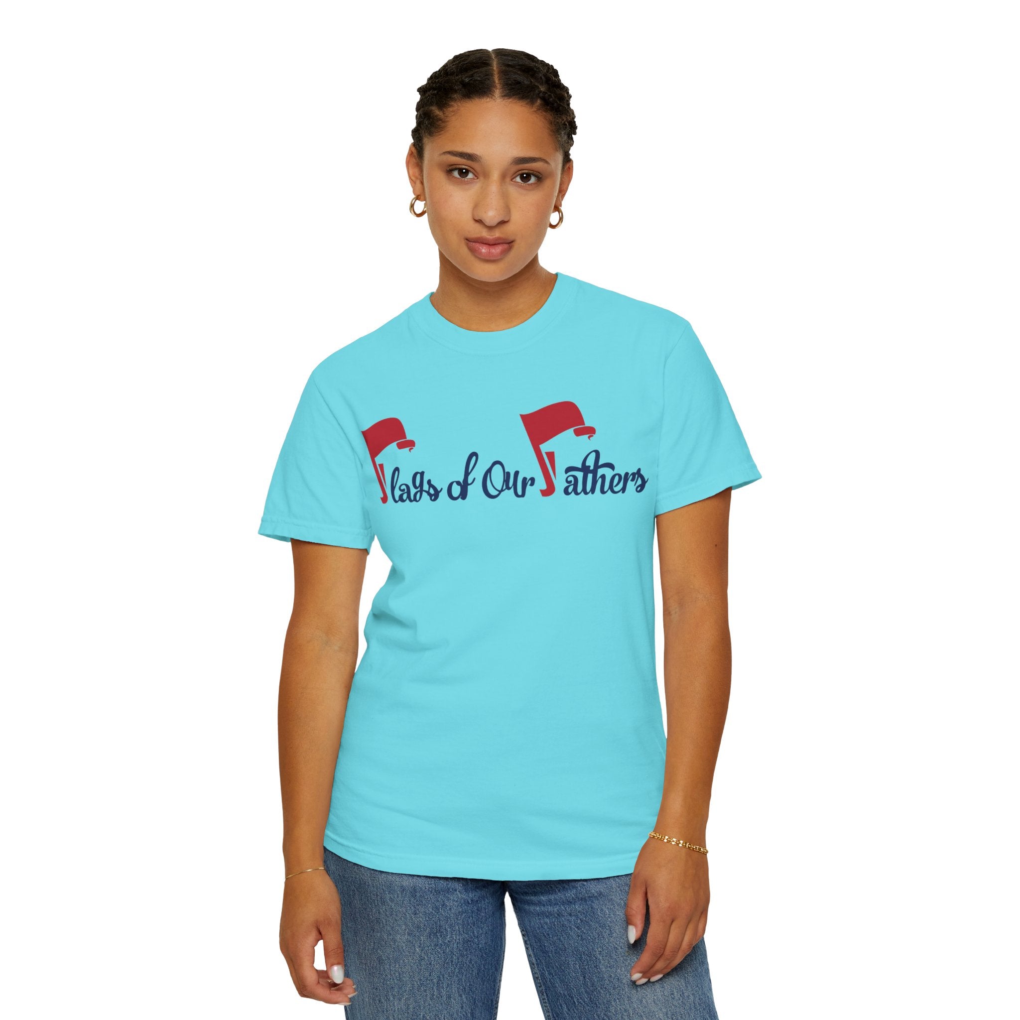 Flags of Our Father Graphic T-shirt - Blue Red