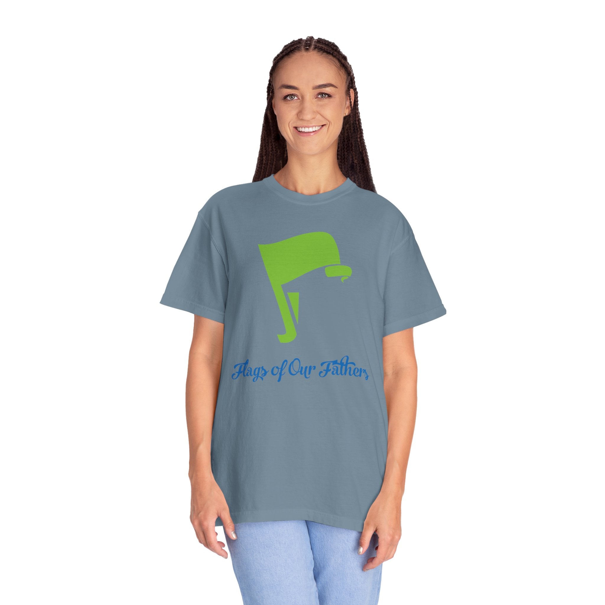 Flags of Our Father Graphic Tee - Blue Green