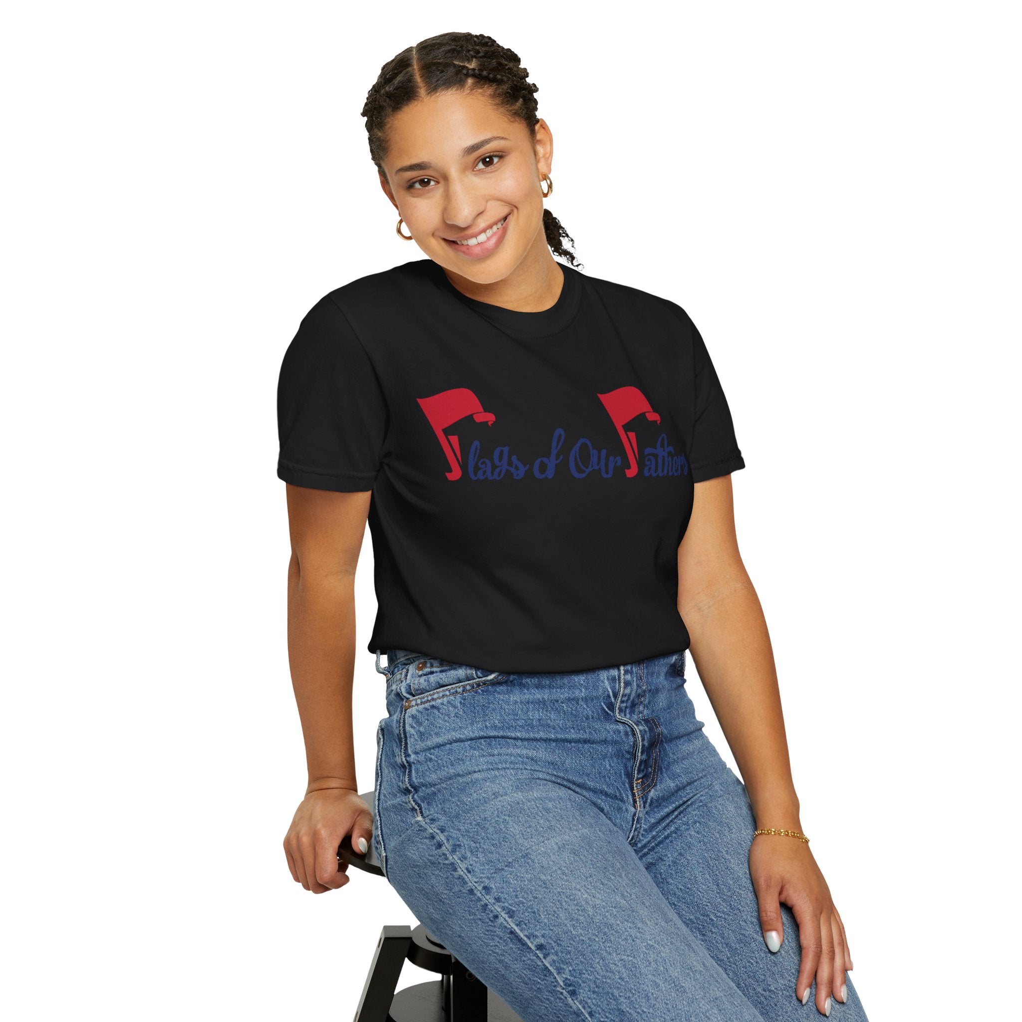 Flags of Our Father Graphic T-shirt - Blue Red
