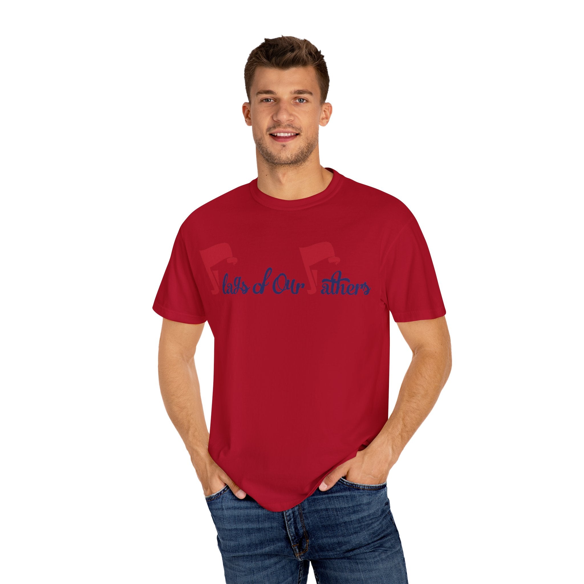 Flags of Our Father Graphic T-shirt - Blue Red