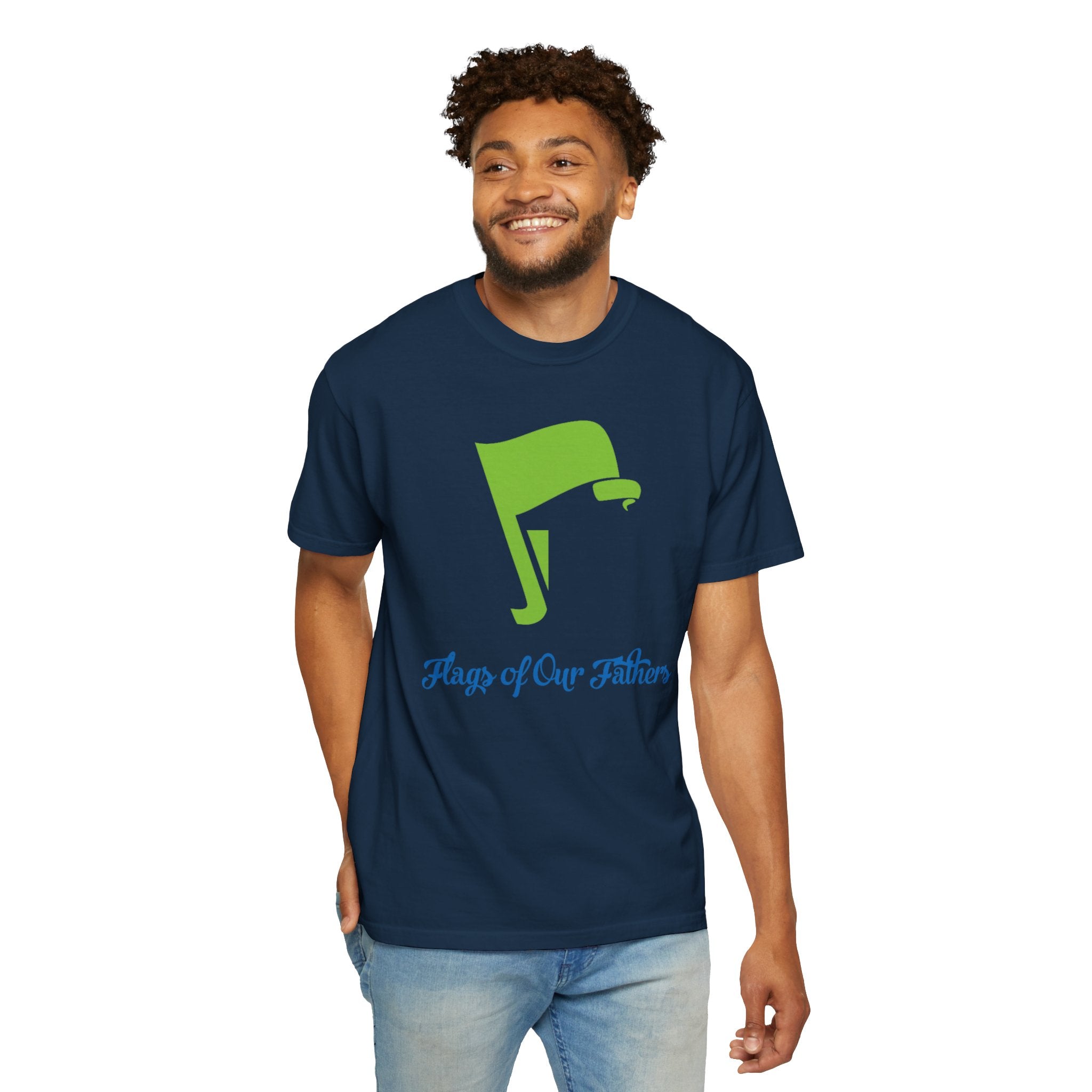 Flags of Our Father Graphic Tee - Blue Green