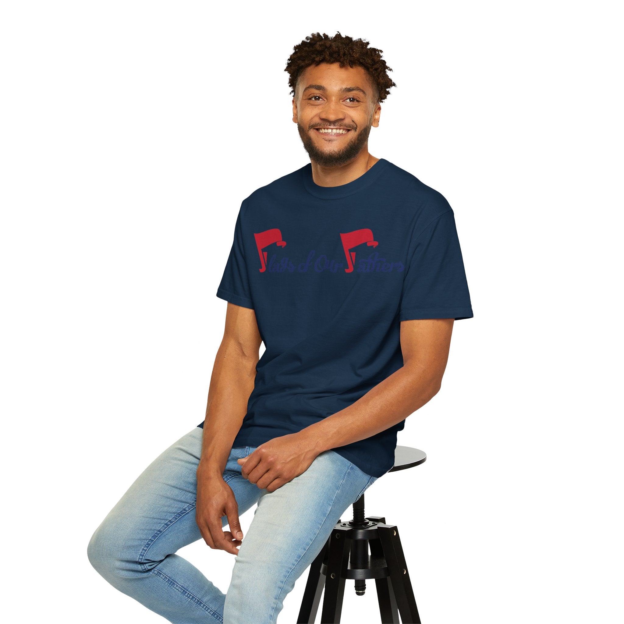 Flags of Our Father Graphic T-shirt - Blue Red
