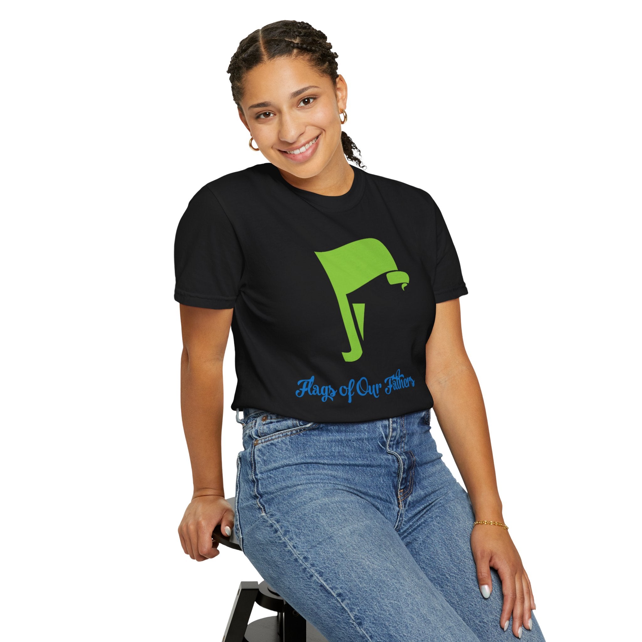 Flags of Our Father Graphic Tee - Blue Green