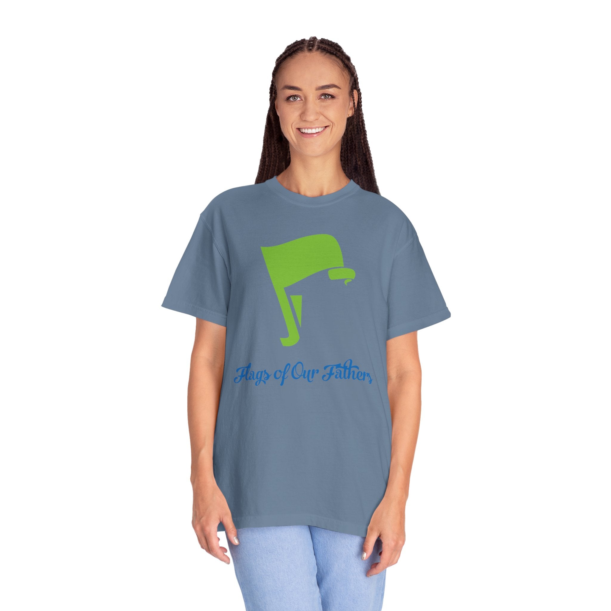 Flags of Our Father Graphic Tee - Blue Green