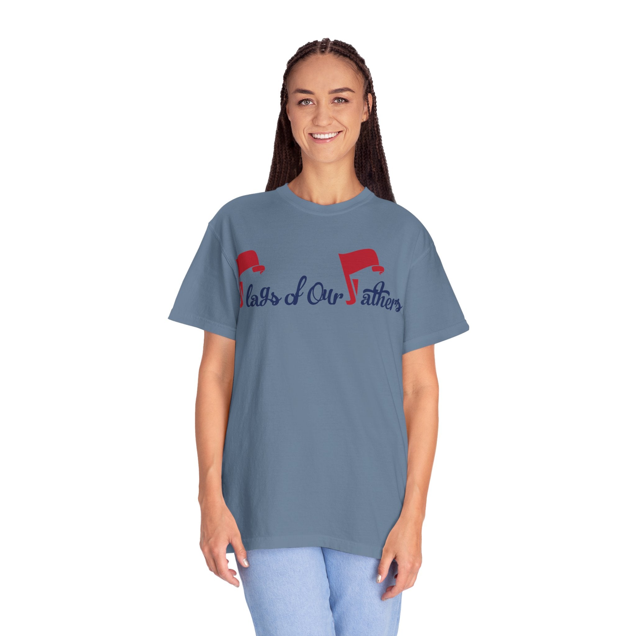 Flags of Our Father Graphic T-shirt - Blue Red