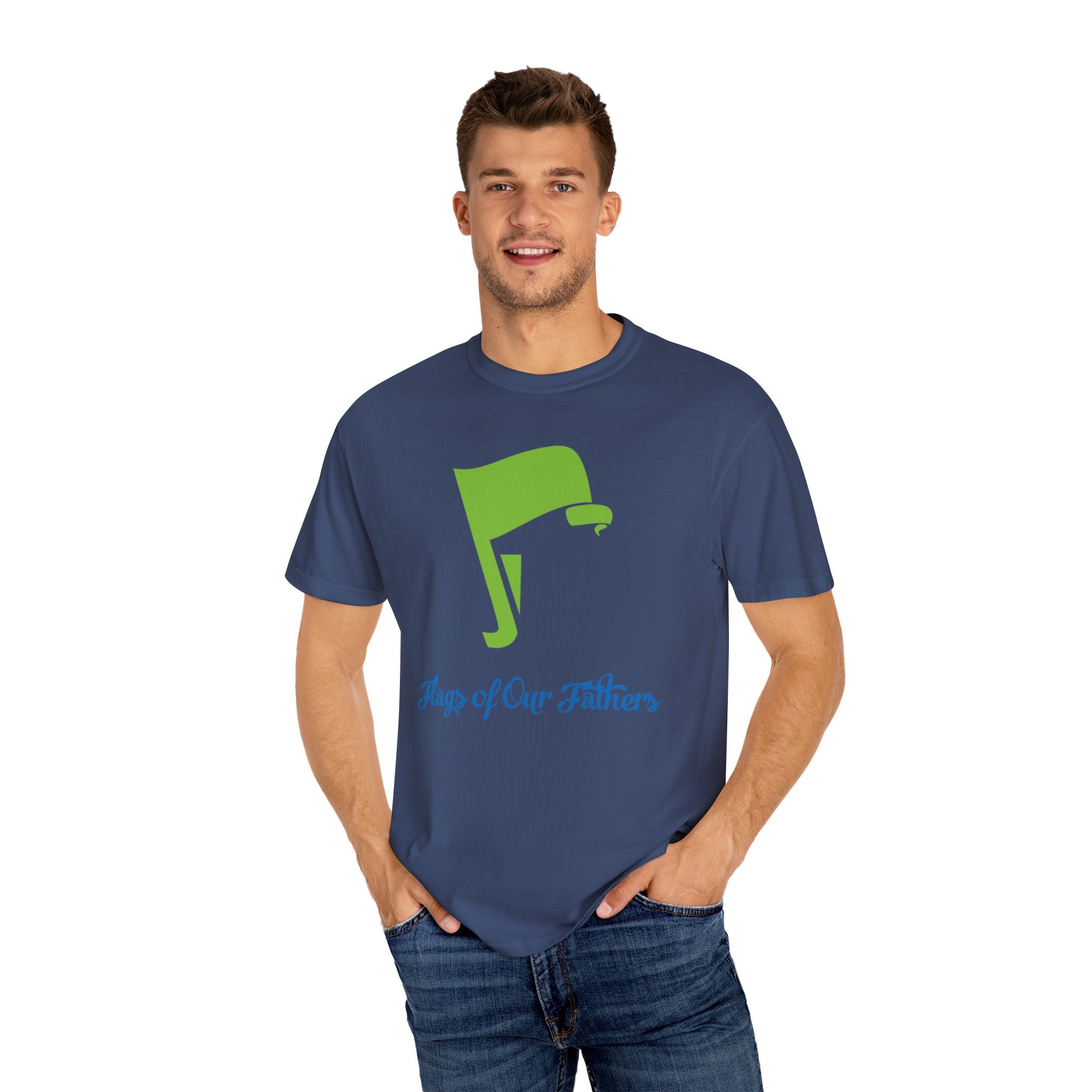 Flags of Our Father Graphic Tee - Blue Green