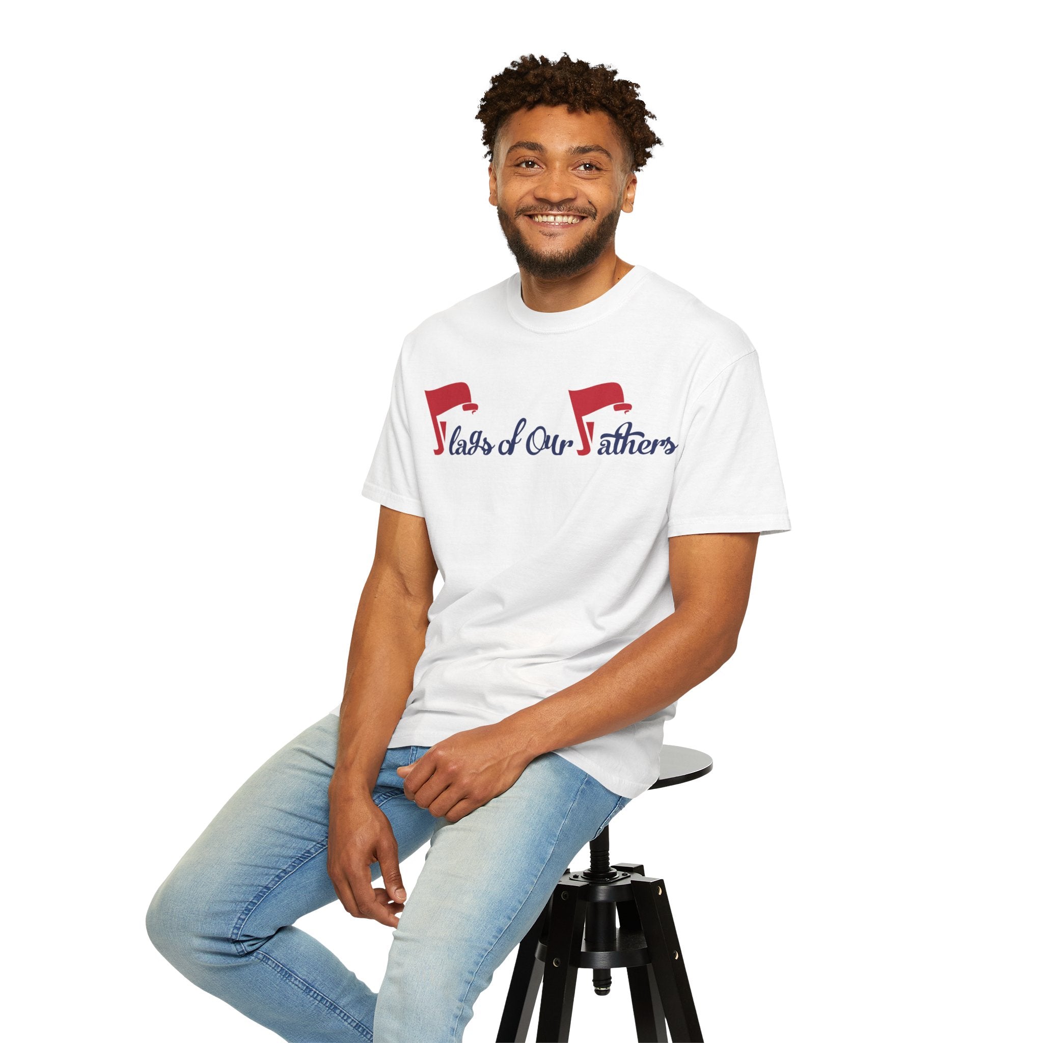 Flags of Our Father Graphic T-shirt - Blue Red