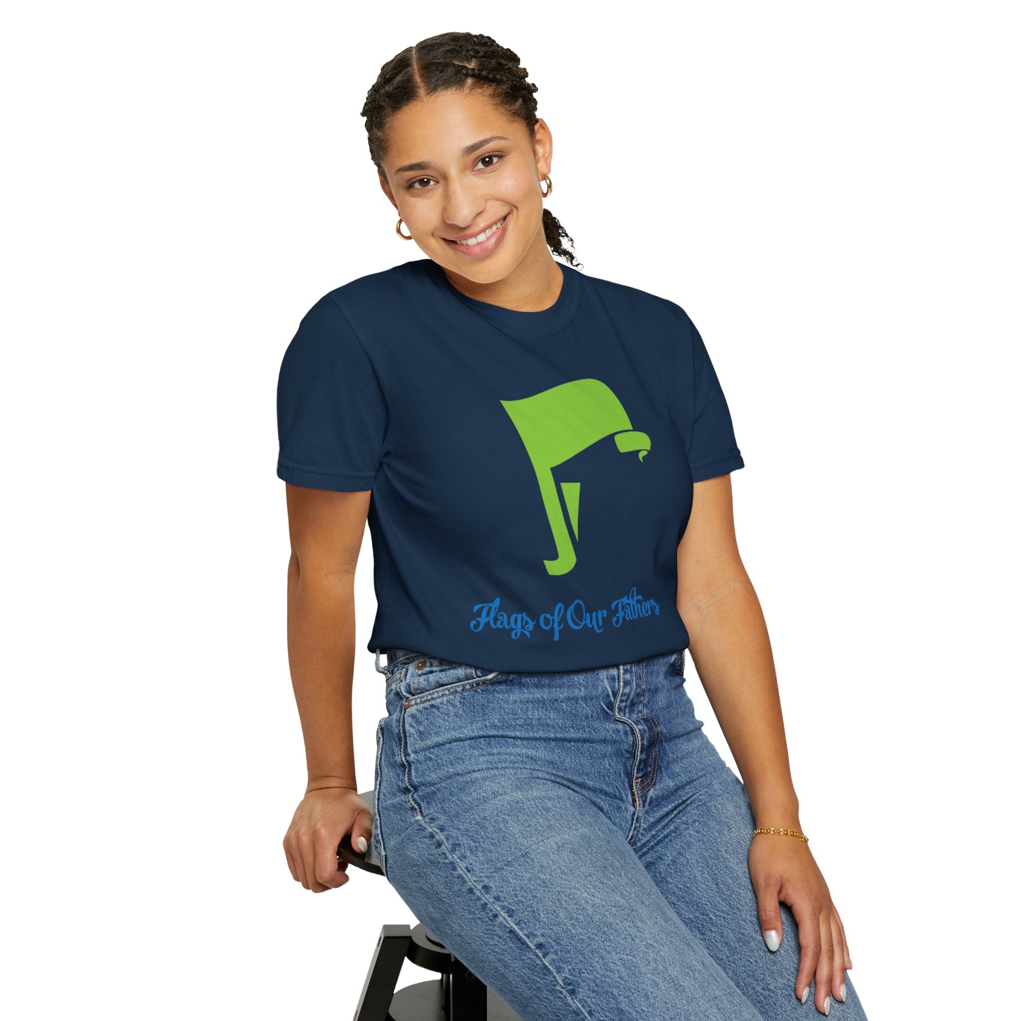 Flags of Our Father Graphic Tee - Blue Green