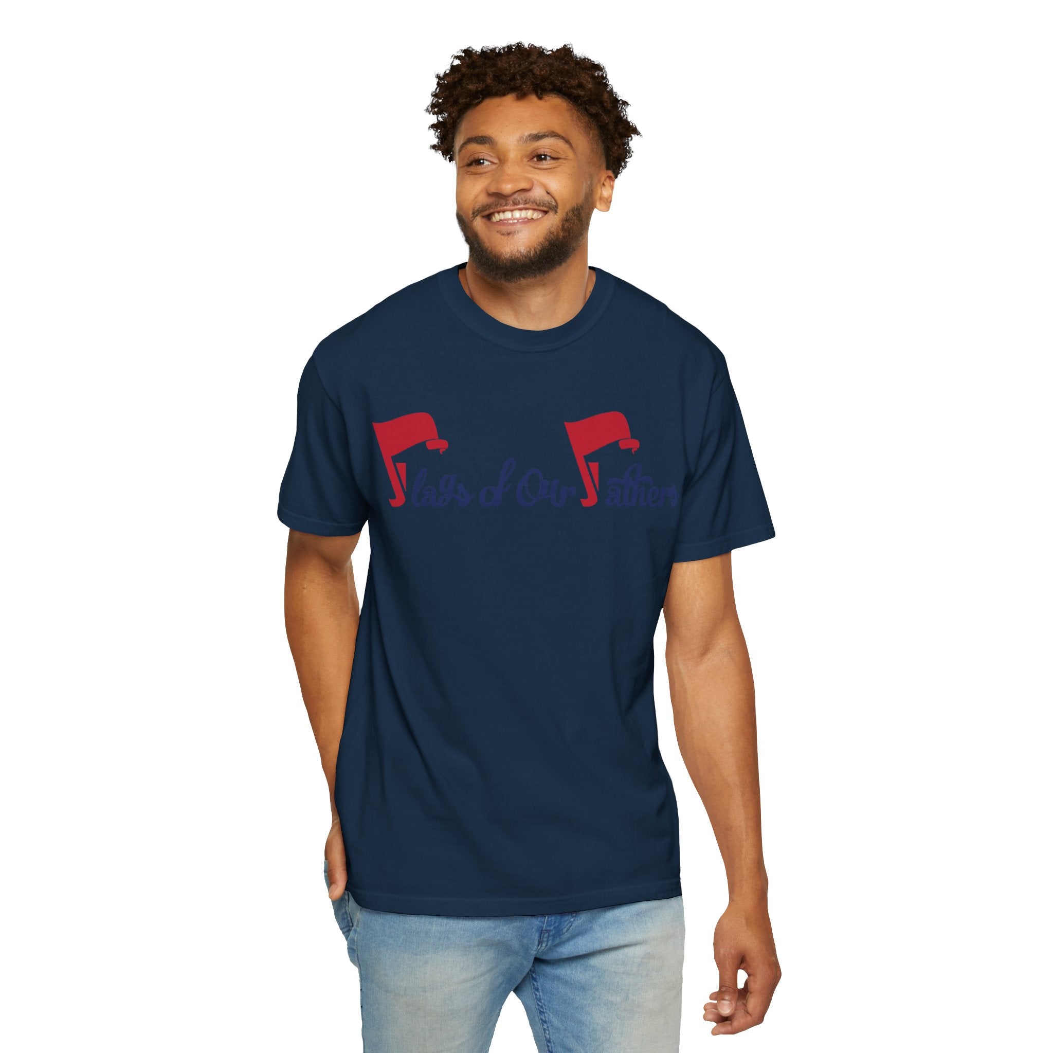 Flags of Our Father Graphic T-shirt - Blue Red