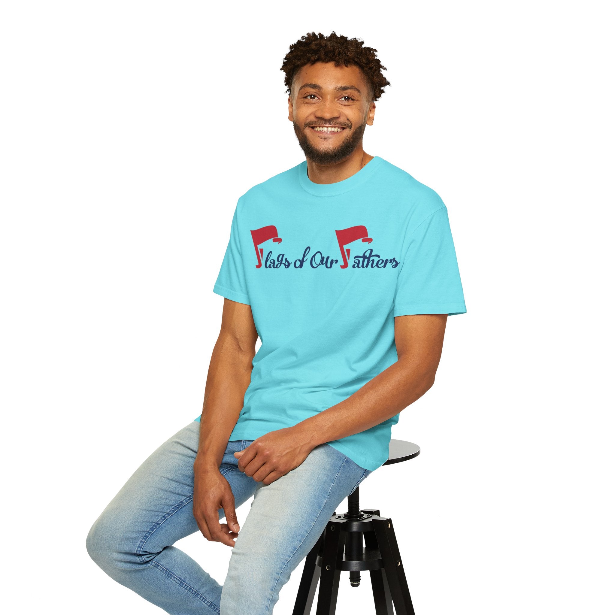 Flags of Our Father Graphic T-shirt - Blue Red