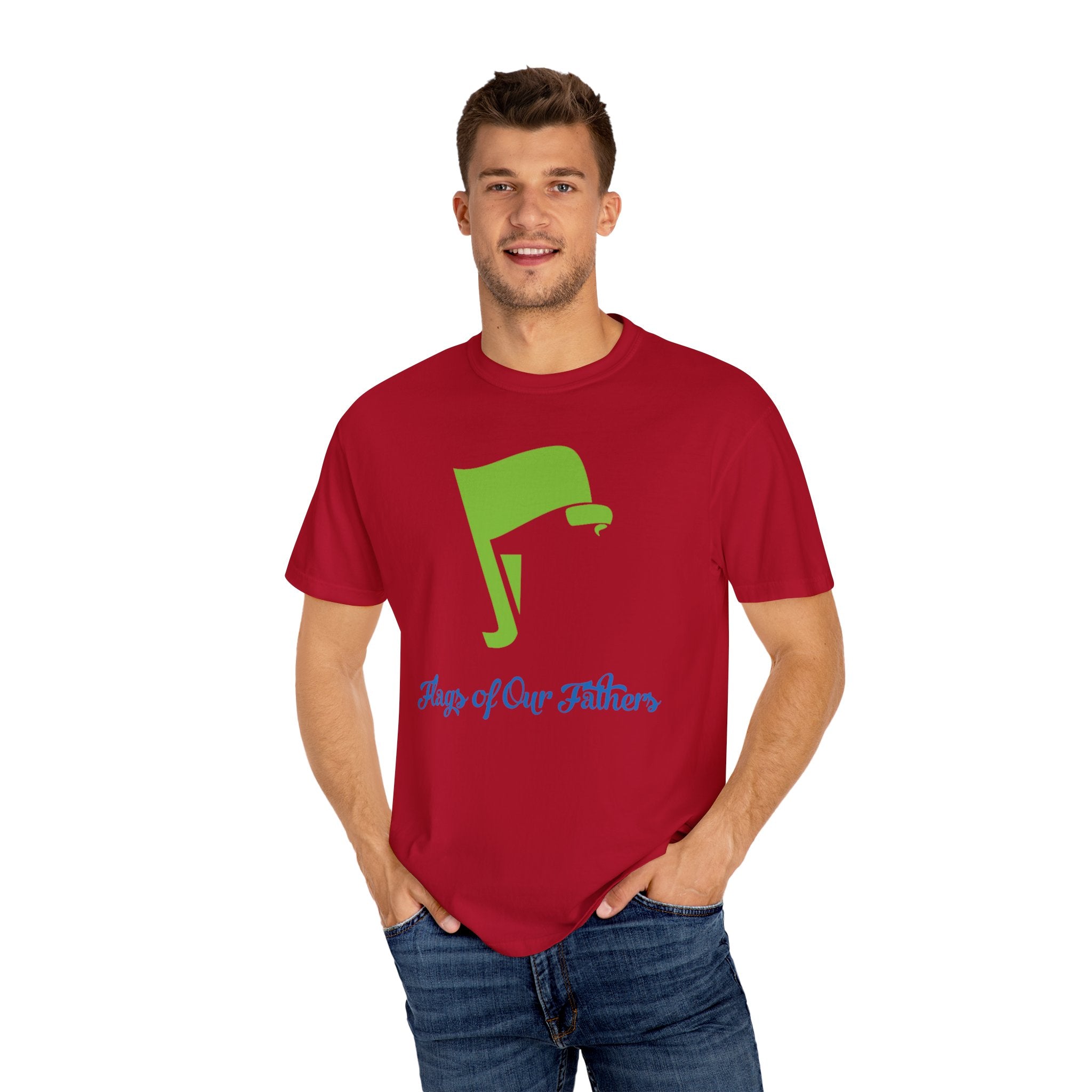 Flags of Our Father Graphic Tee - Blue Green
