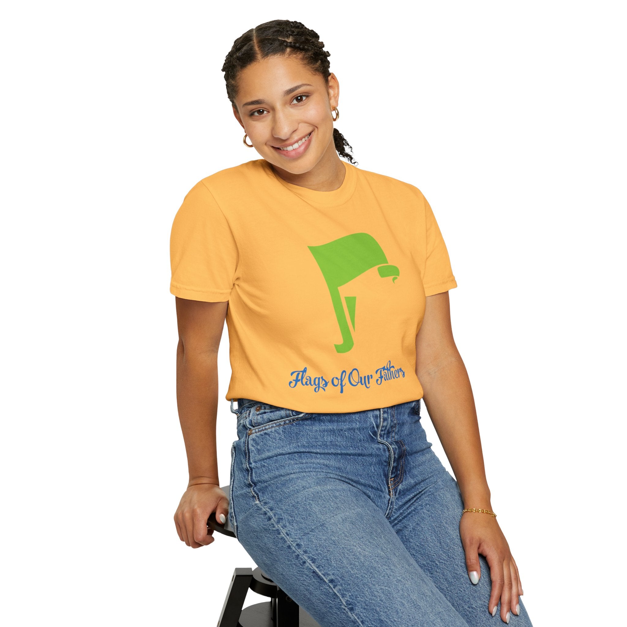 Flags of Our Father Graphic Tee - Blue Green
