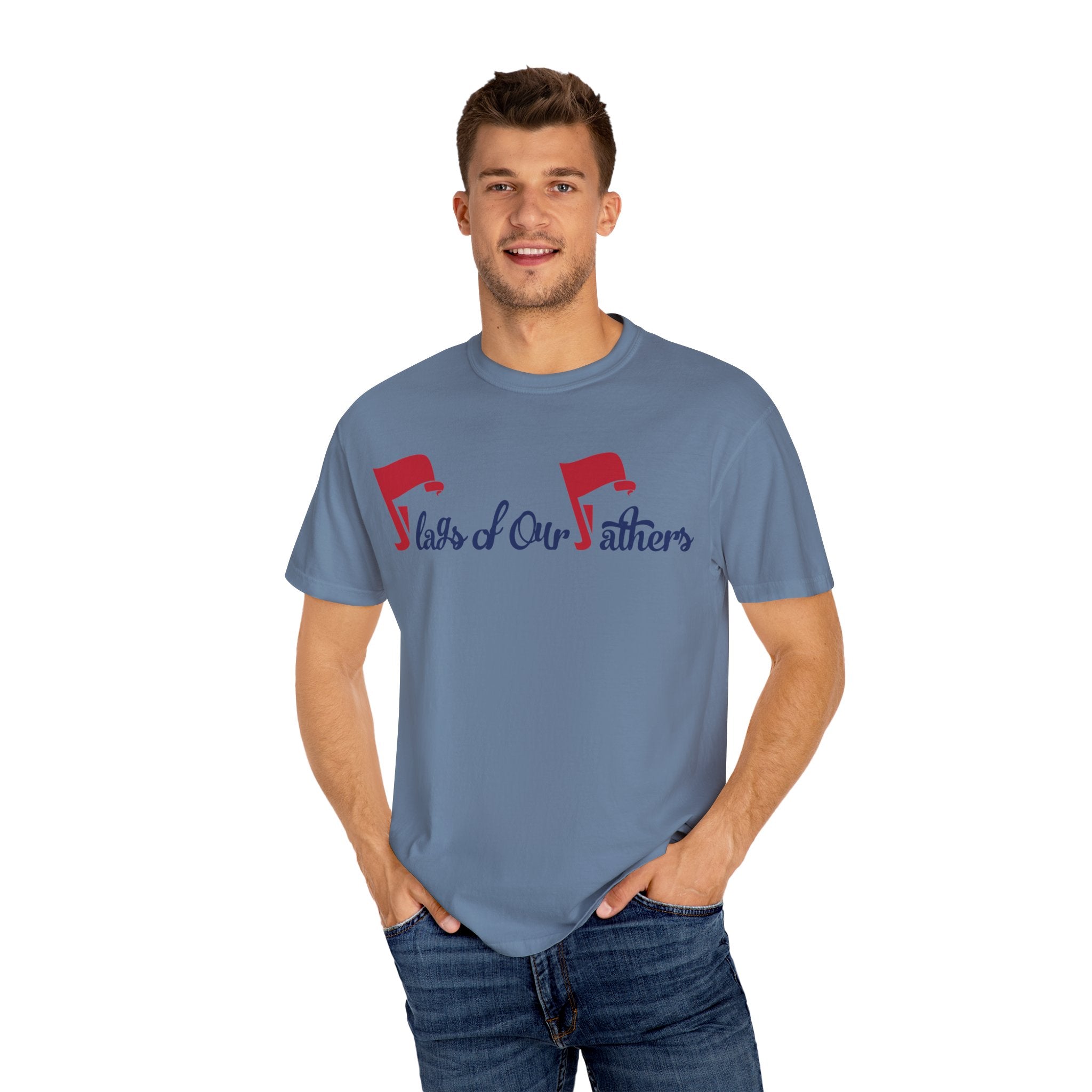 Flags of Our Father Graphic T-shirt - Blue Red