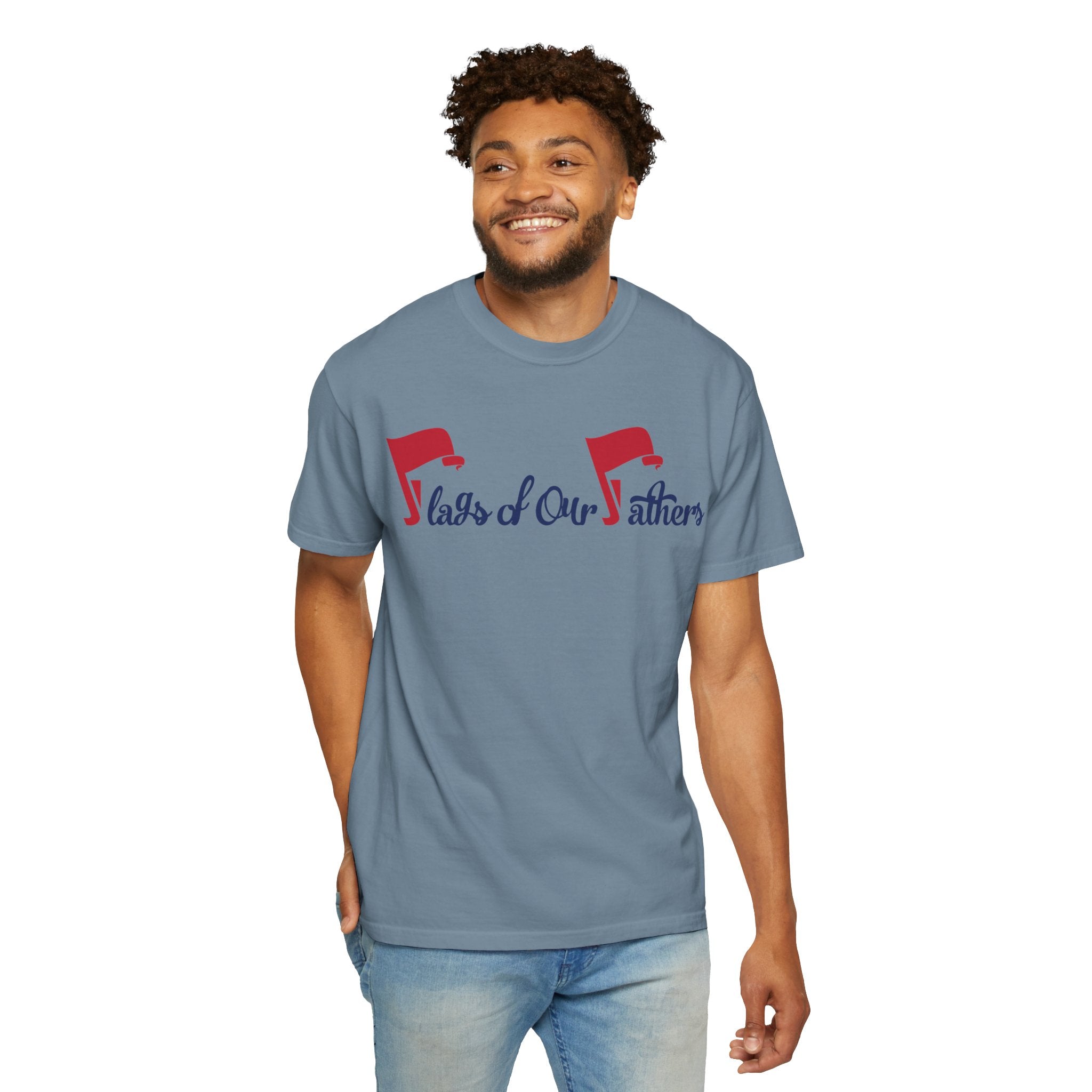 Flags of Our Father Graphic T-shirt - Blue Red