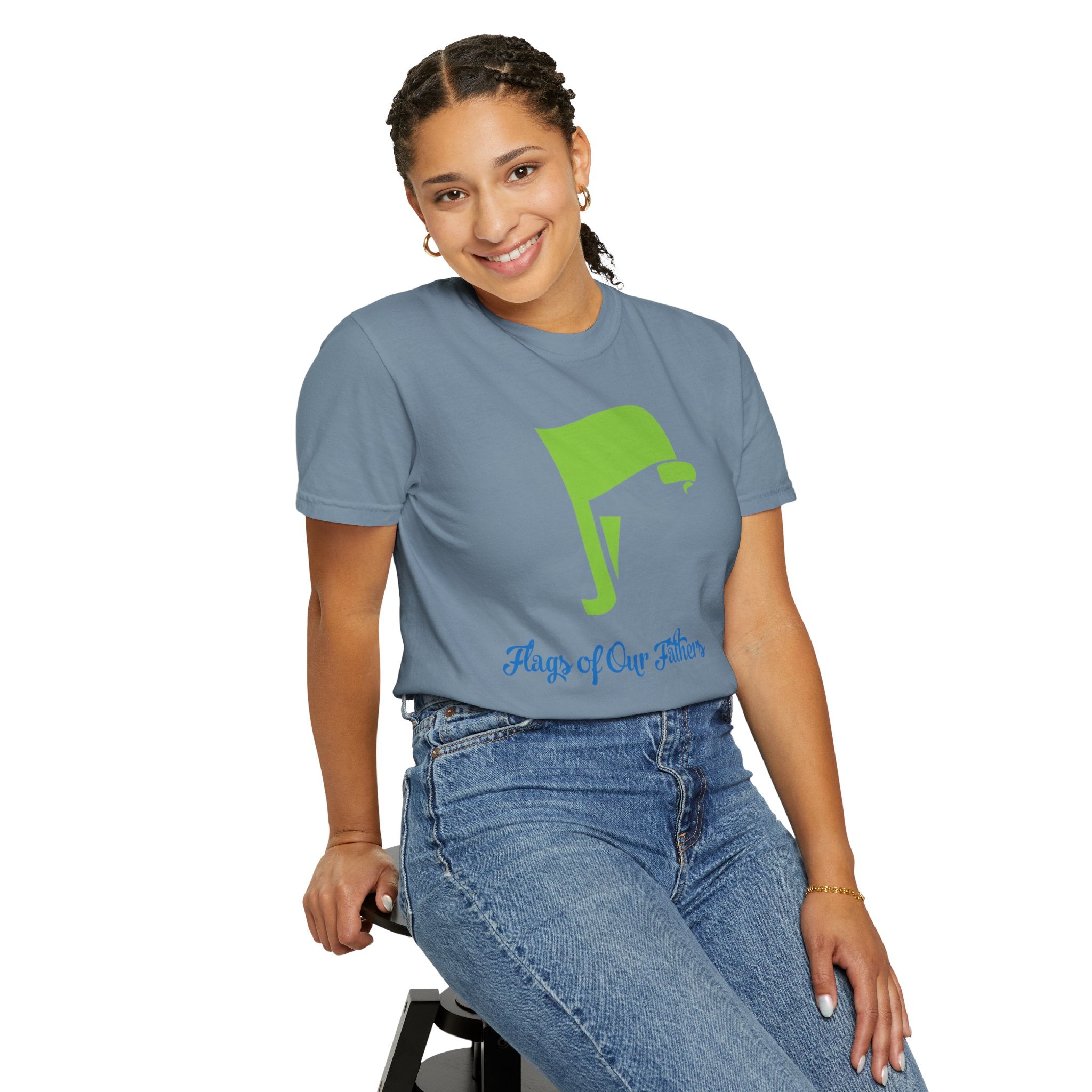 Flags of Our Father Graphic Tee - Blue Green