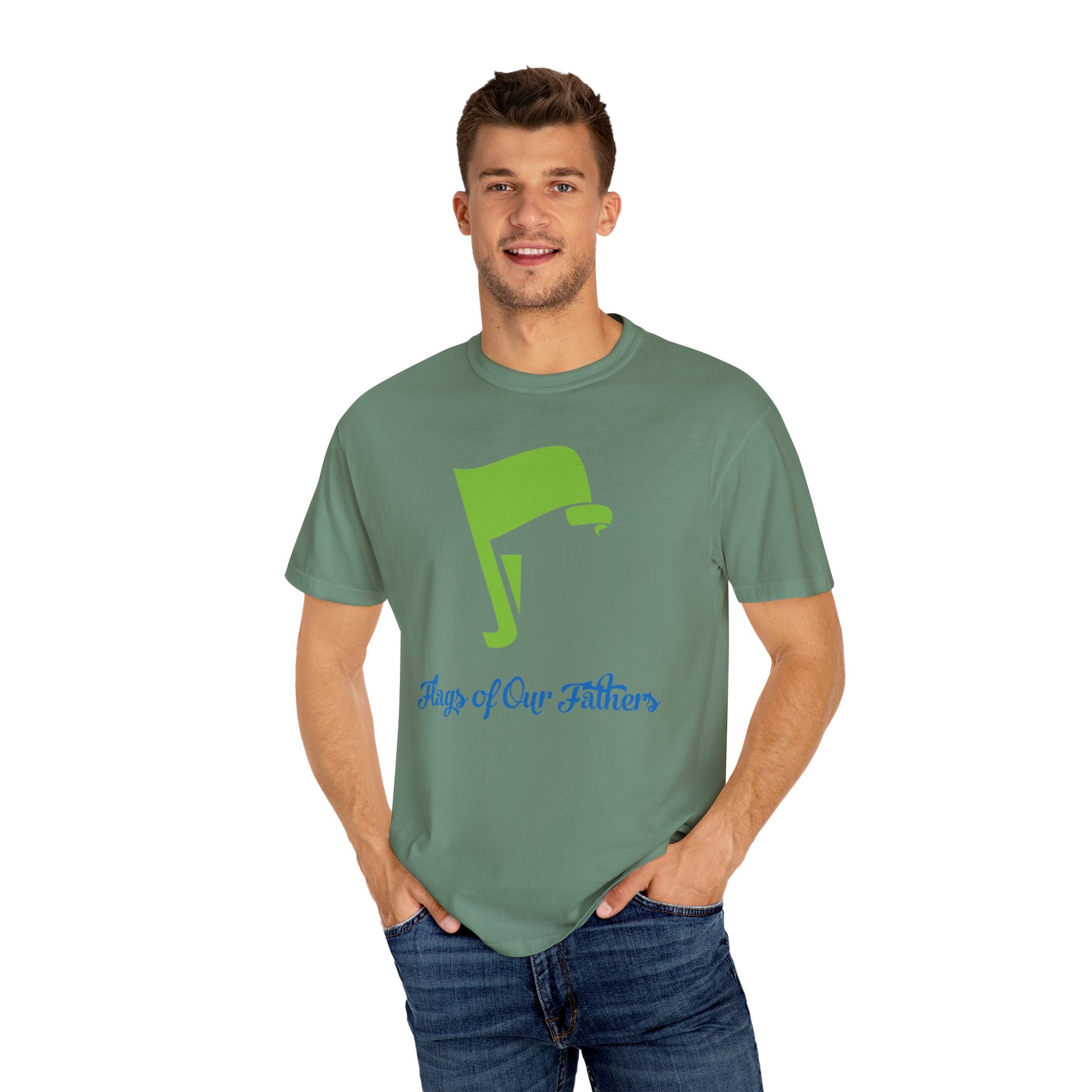 Flags of Our Father Graphic Tee - Blue Green