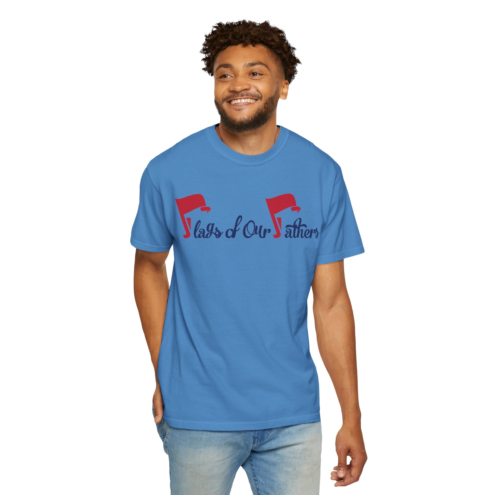 Flags of Our Father Graphic T-shirt - Blue Red