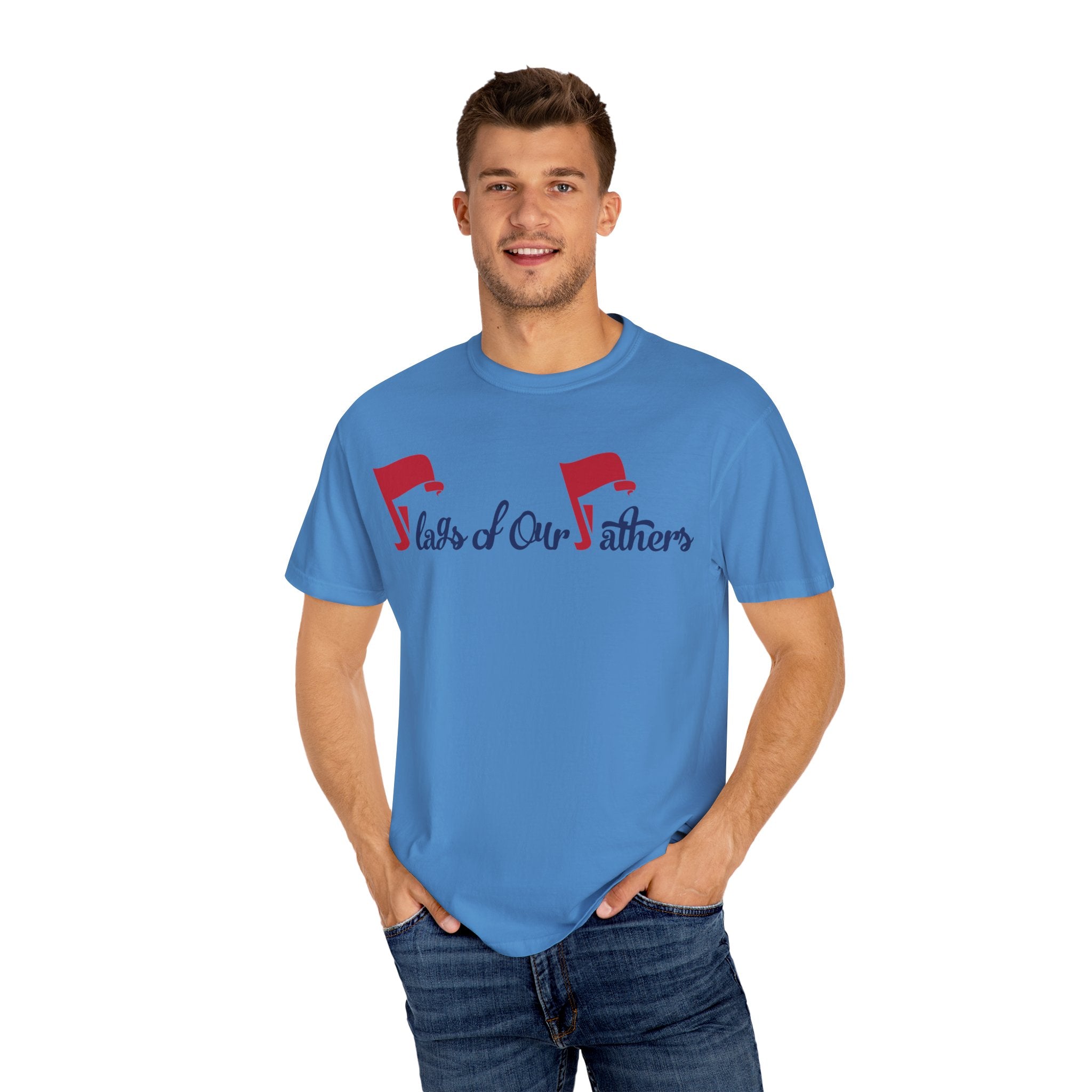 Flags of Our Father Graphic T-shirt - Blue Red
