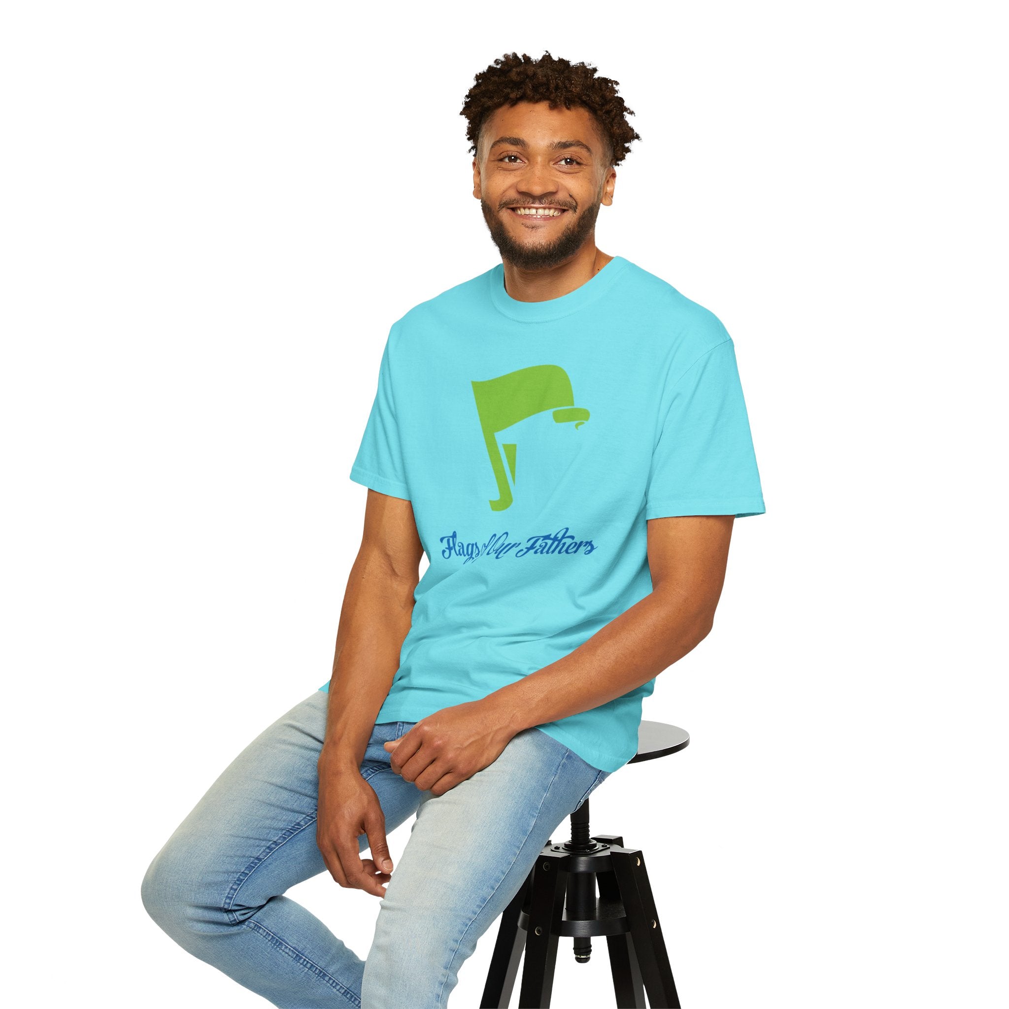 Flags of Our Father Graphic Tee - Blue Green